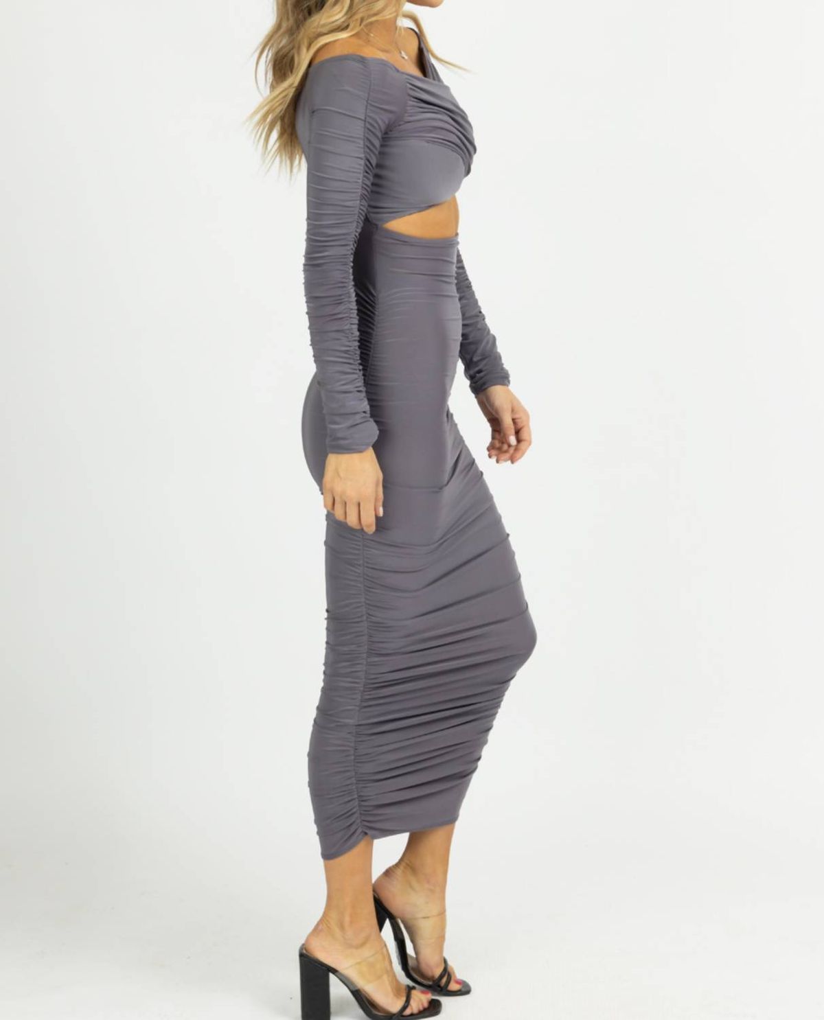 Style 1-4269091789-2696 ENDLESS BLU. Size L Long Sleeve Gray Cocktail Dress on Queenly