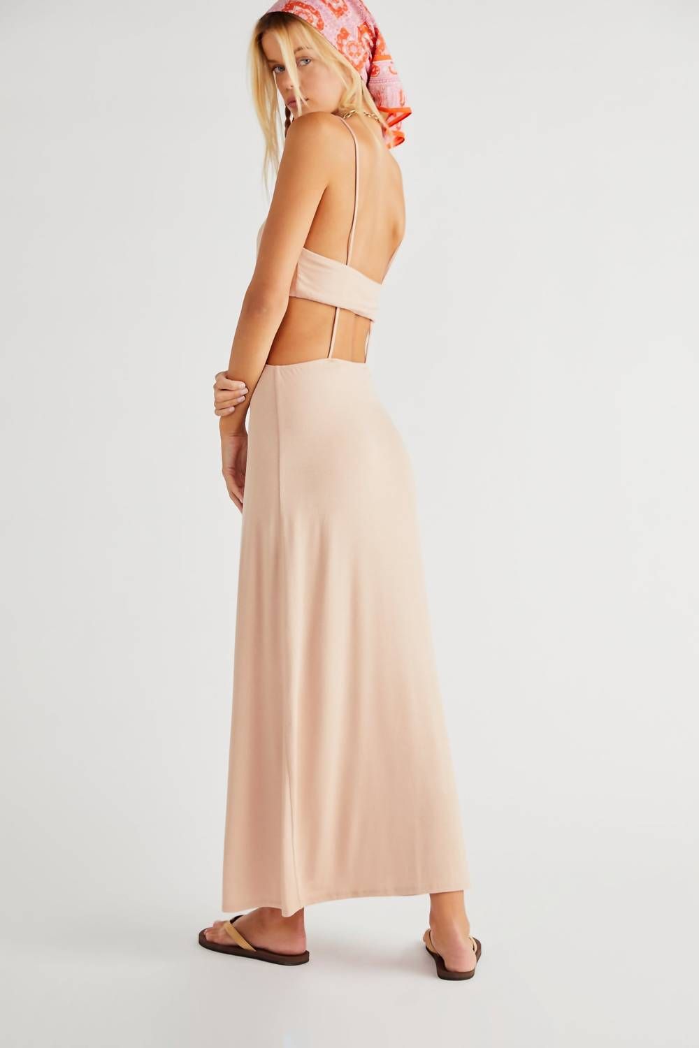 Style 1-654198100-2791 Free People Size L Nude Floor Length Maxi on Queenly