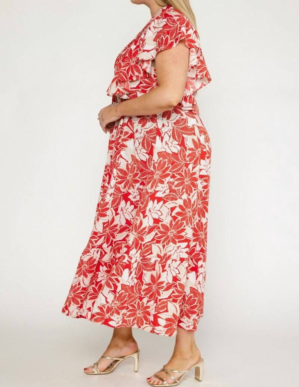 Style 1-852828488-612 entro Size XL Floral Red Floor Length Maxi on Queenly