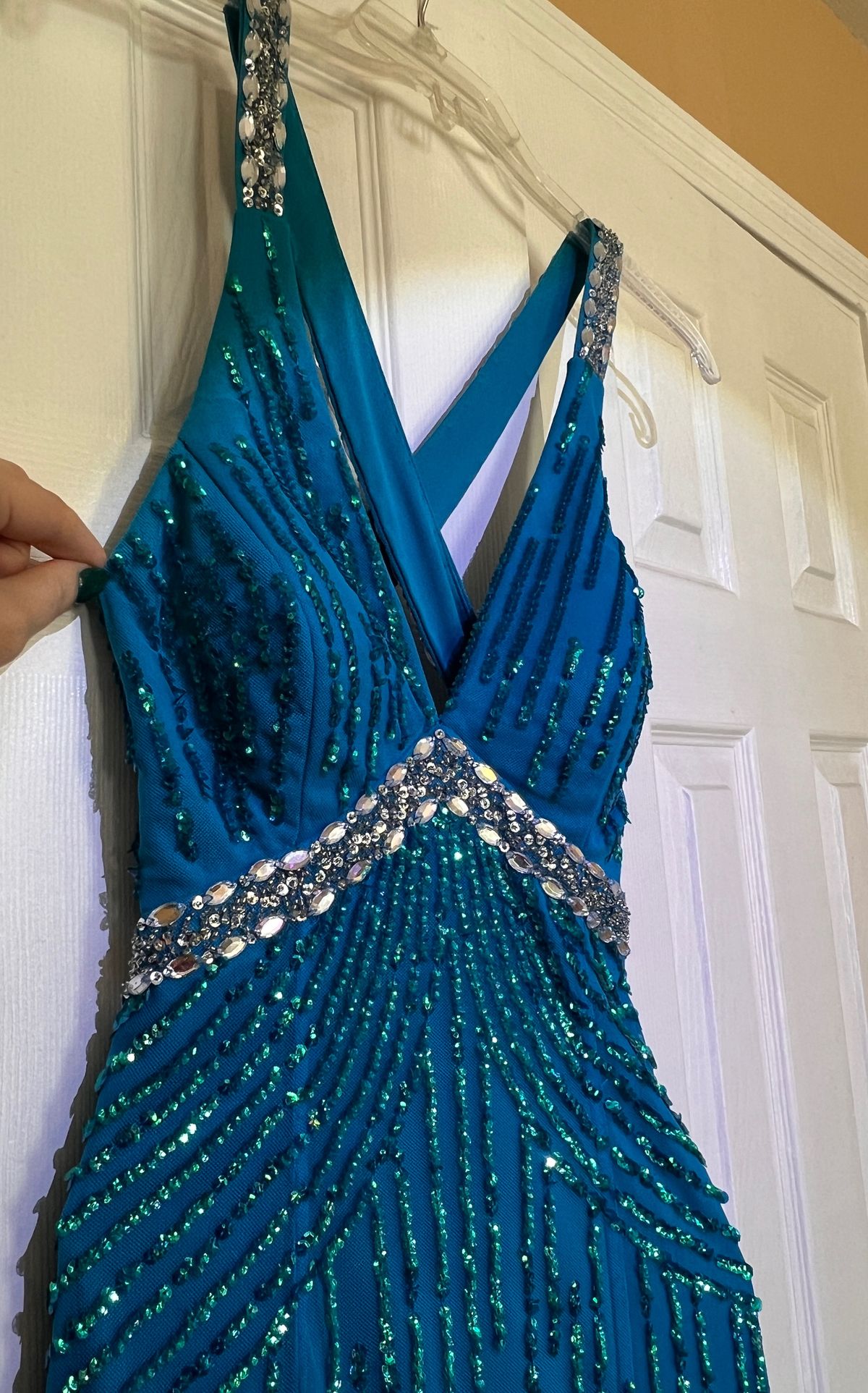 Sean Collection Size XS Prom Sequined Royal Blue Mermaid Dress on Queenly