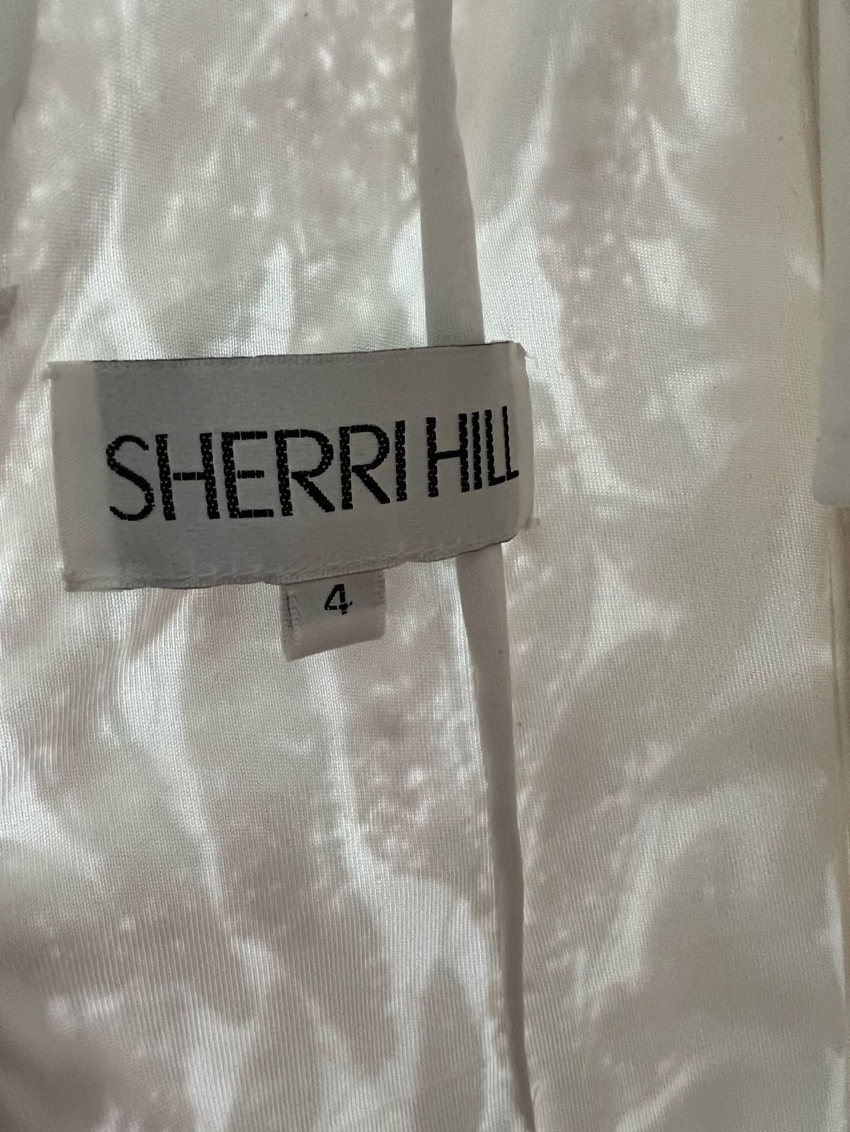 Sherri Hill Size 4 Wedding Plunge Sequined White Floor Length Maxi on Queenly