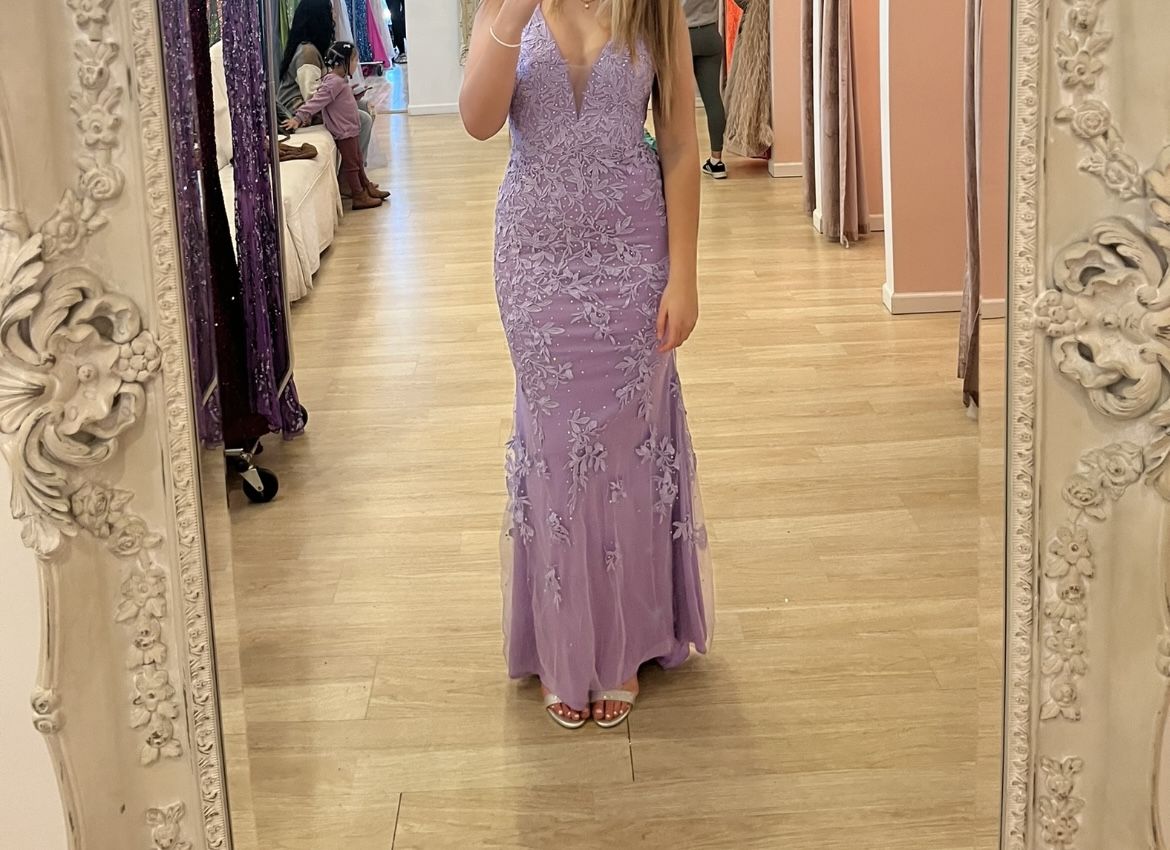 Size 4 Purple Dress With Train on Queenly
