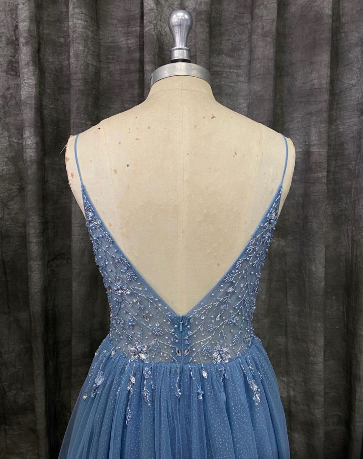 Mckenzie Rae Size 6 Prom Plunge Blue Dress With Train on Queenly