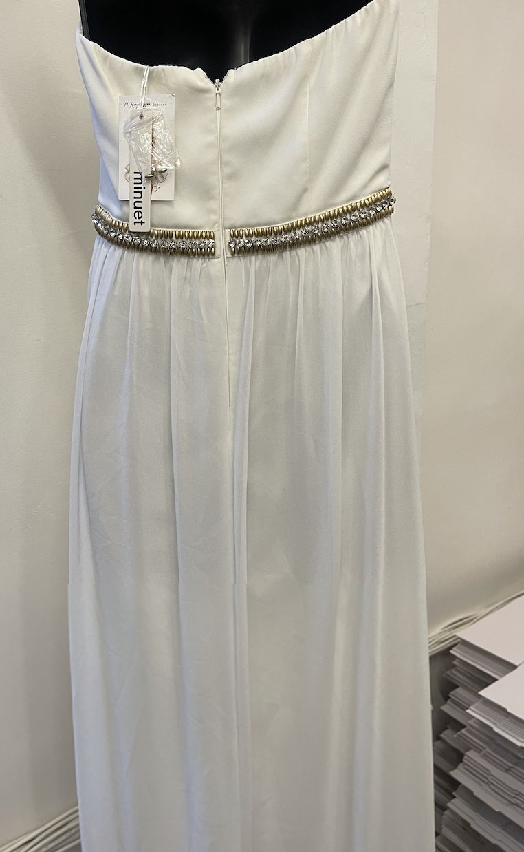 Style 7542-1 Minuet Size S White Floor Length Maxi on Queenly