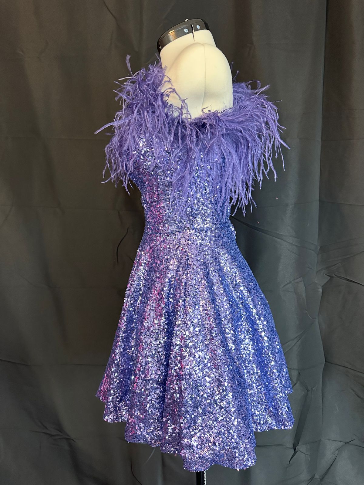 Style 55103 Sherri Hill Size 0 One Shoulder Purple Cocktail Dress on Queenly