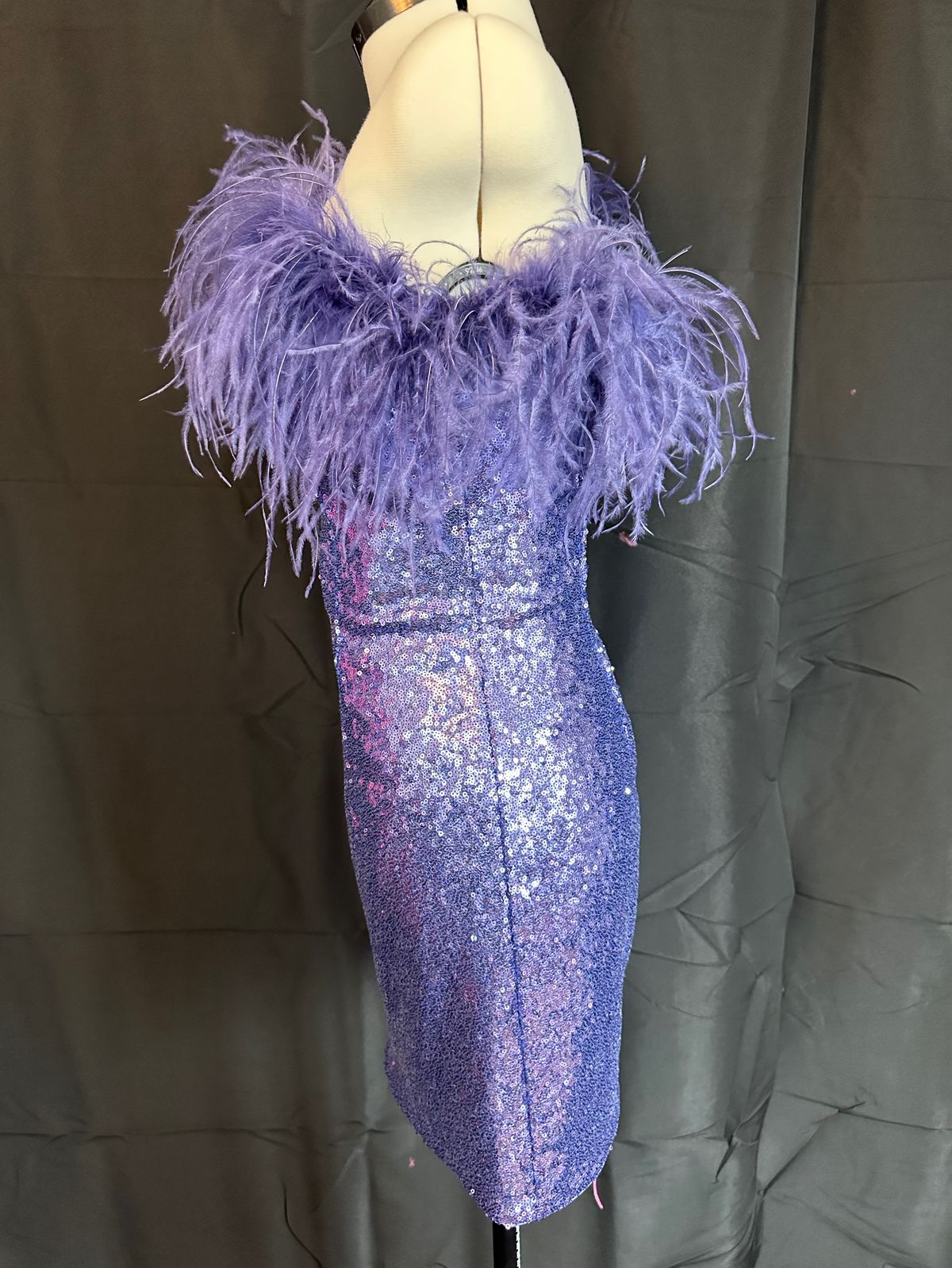 Style 55103 Sherri Hill Size 8 One Shoulder Purple Cocktail Dress on Queenly