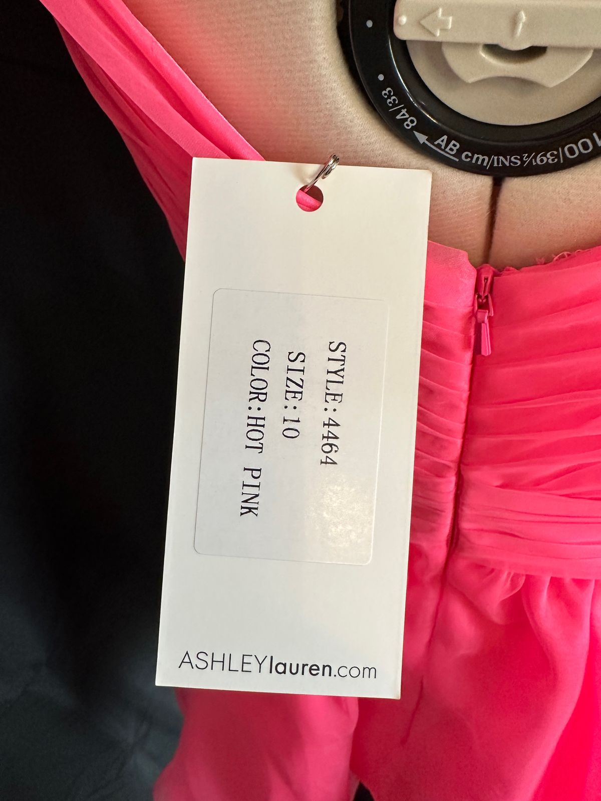 Style 4464 Ashley Lauren Size 10 Plunge Pink Cocktail Dress on Queenly