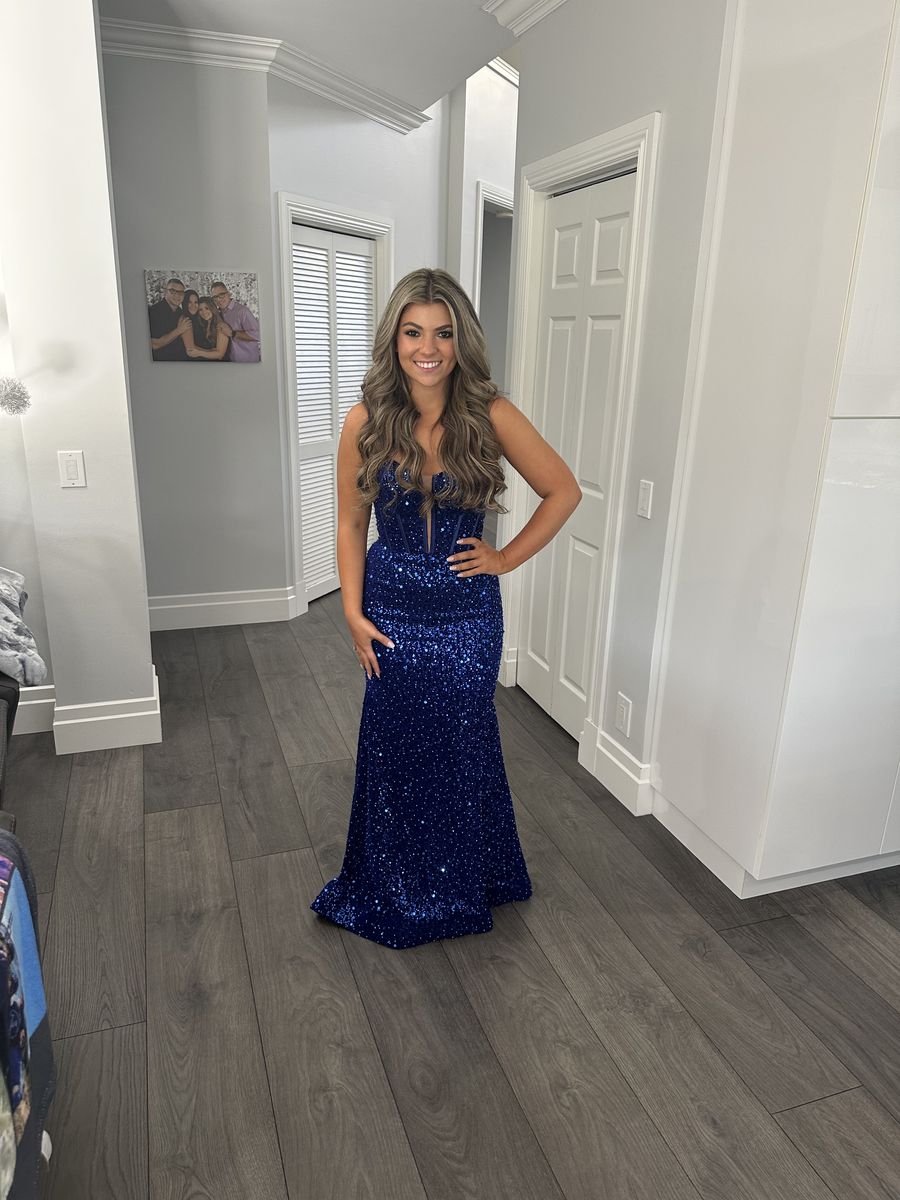Sherri Hill Size 2 Prom Strapless Blue Floor Length Maxi on Queenly