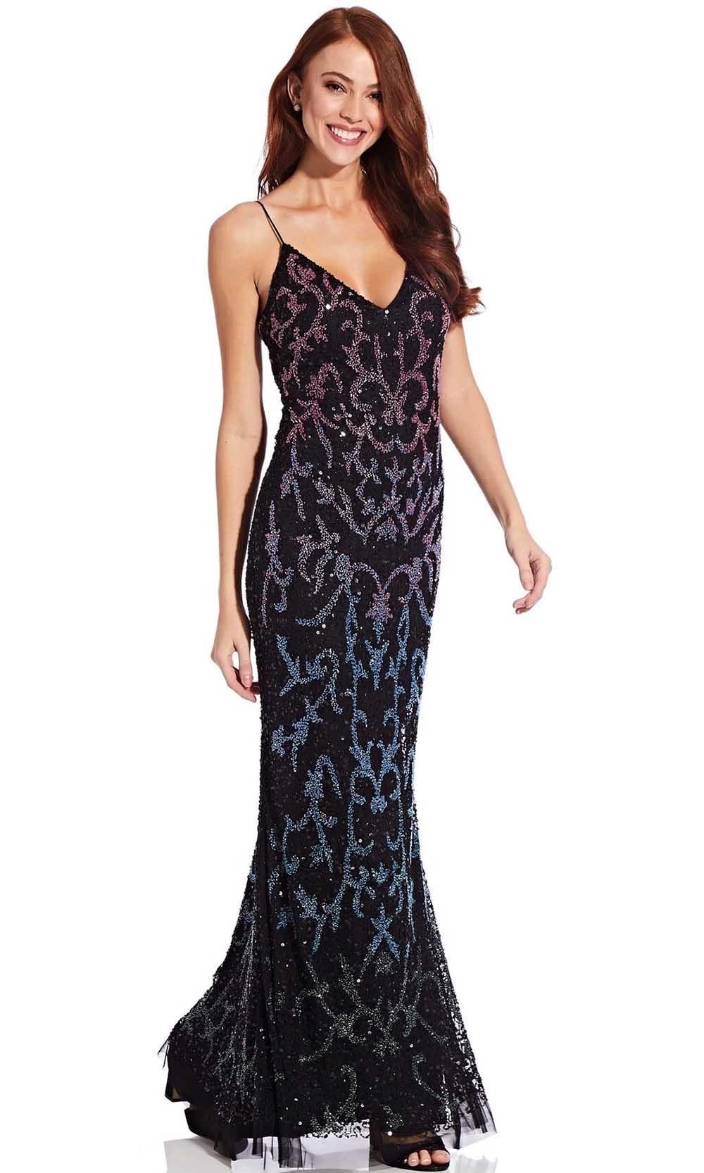 Style ap1e206840 Adrianna Papell Size 6 Prom Plunge Multicolor Mermaid Dress on Queenly