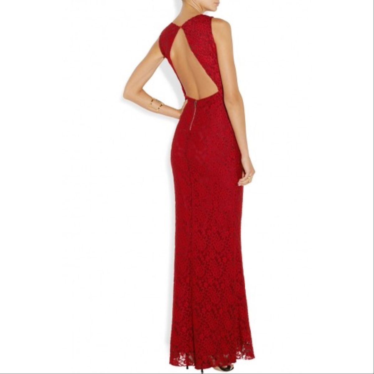Alice + Olivia Size 6 Lace Red Floor Length Maxi on Queenly