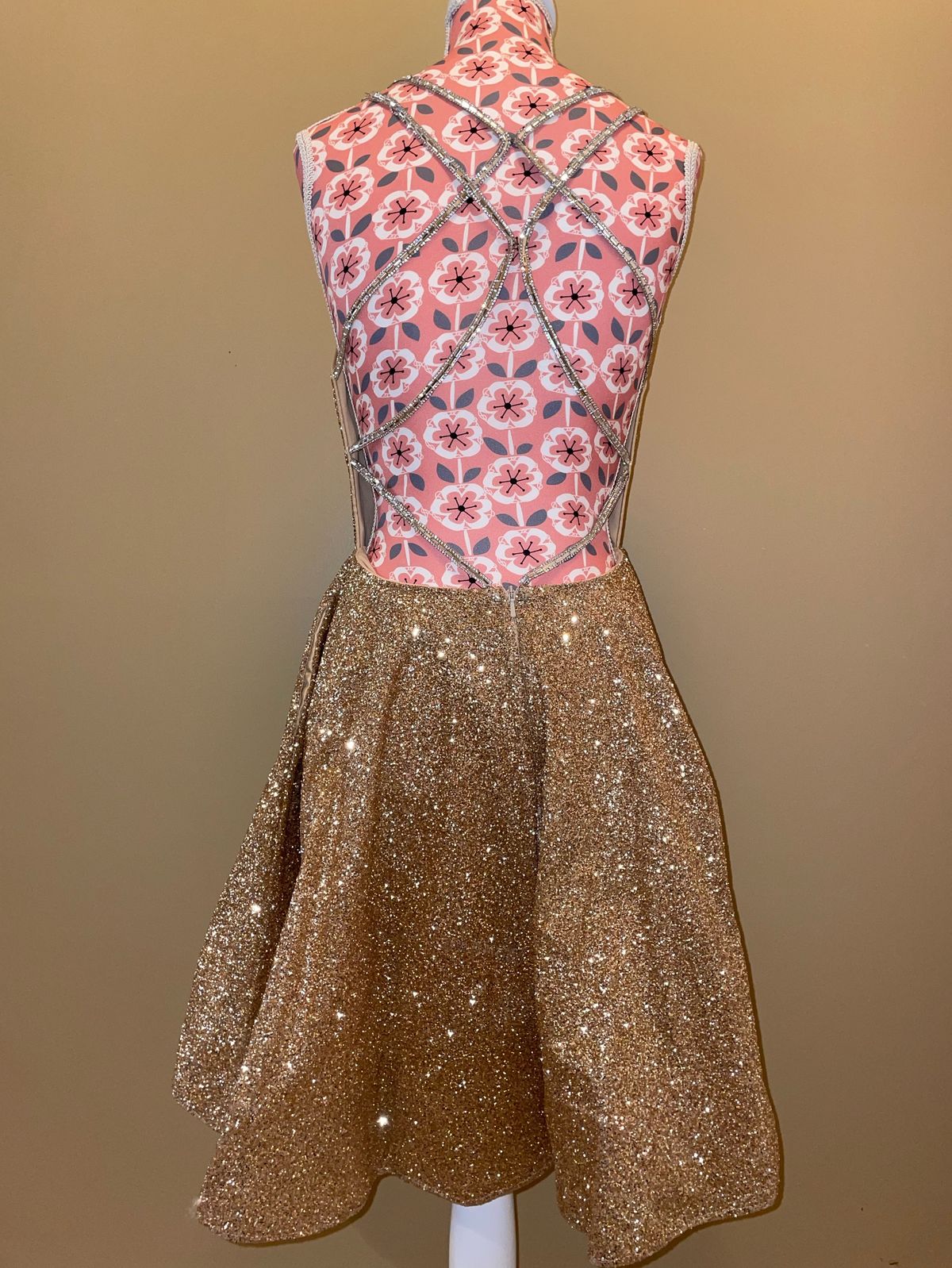 Style 11826 Blush Prom Size 2 Prom Plunge Sequined Gold Cocktail Dress on Queenly