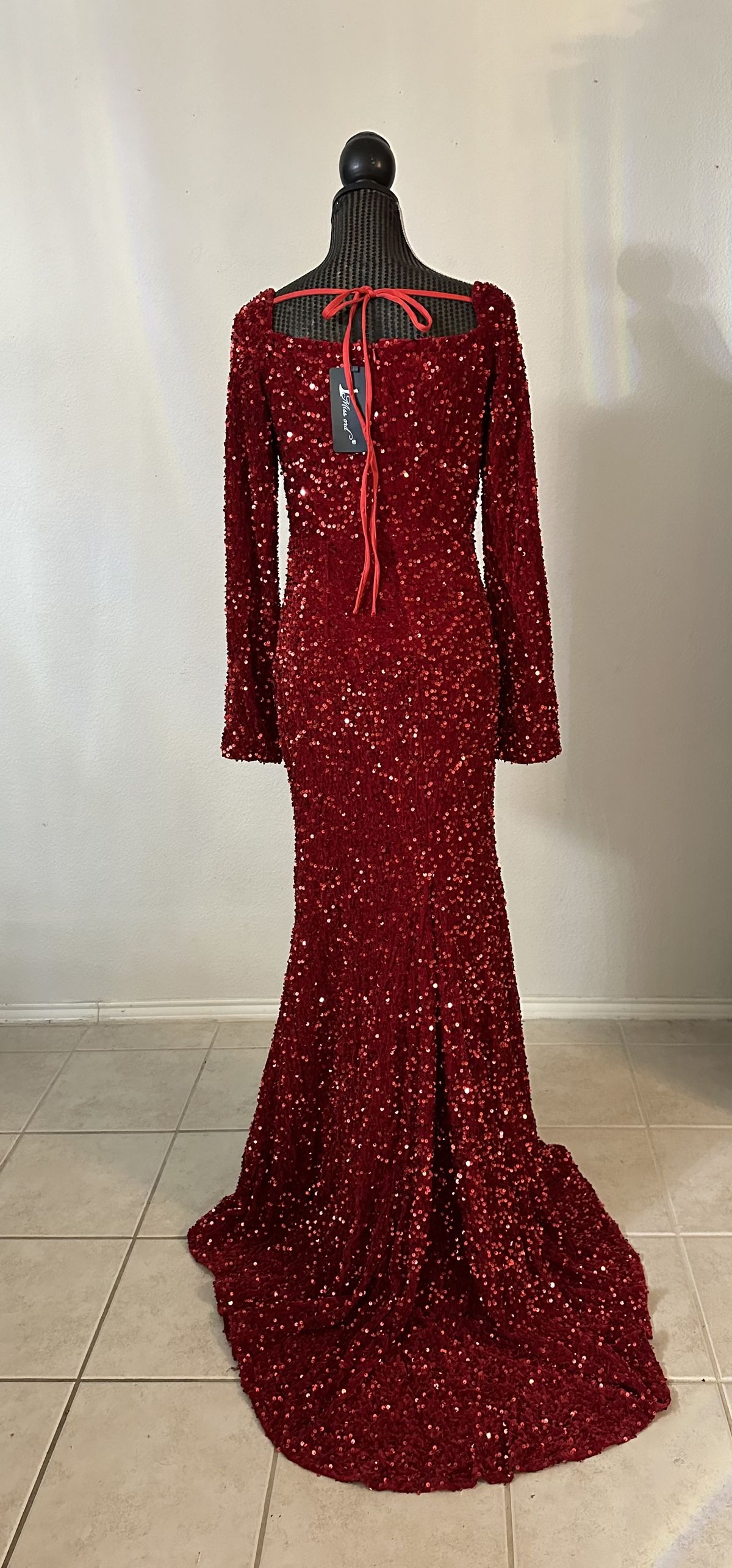Miss ord Size XL Pageant Plunge Red Dress With Train on Queenly