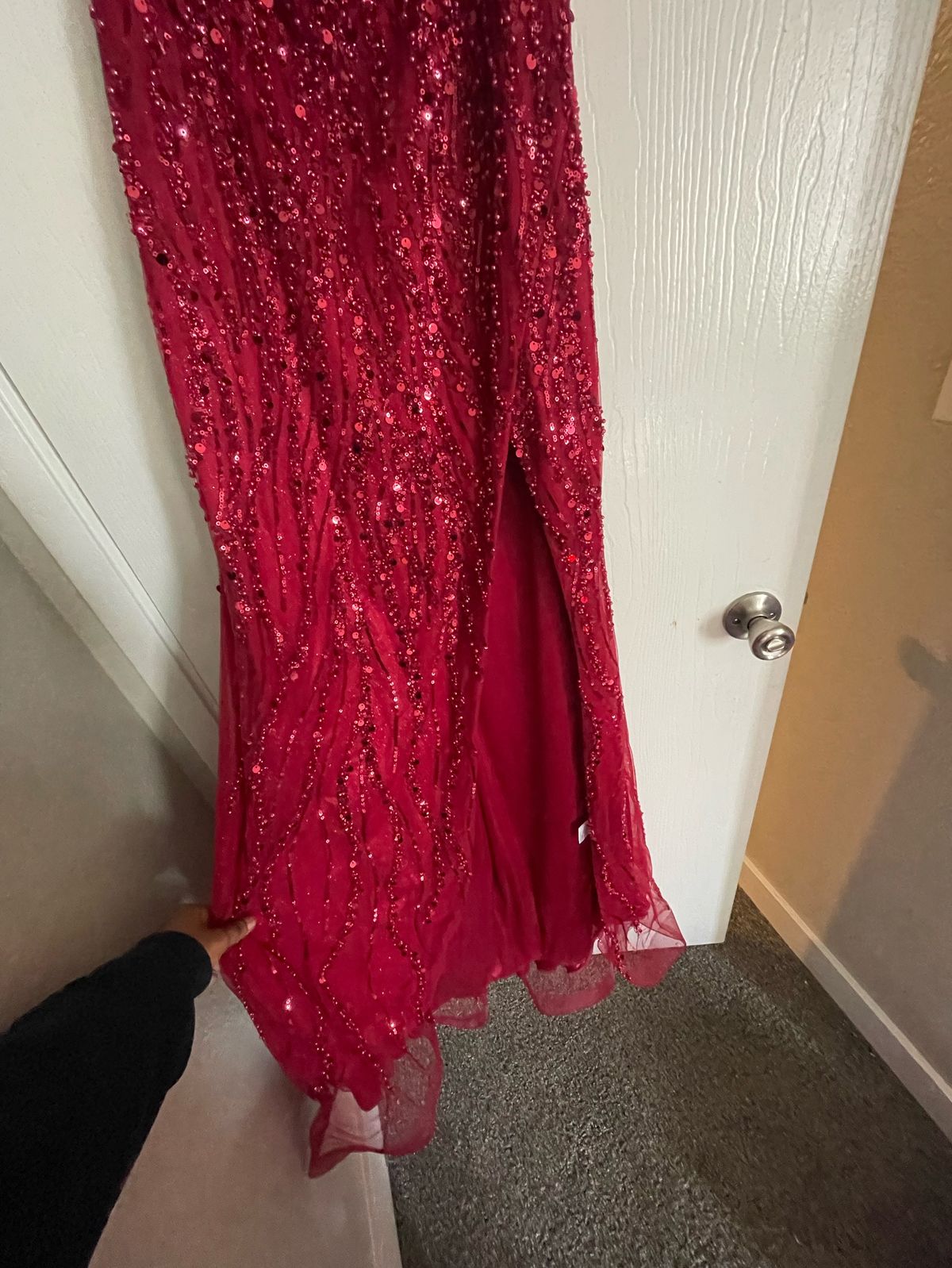 Lucy Franco Size 4 Prom Off The Shoulder Red Mermaid Dress on Queenly