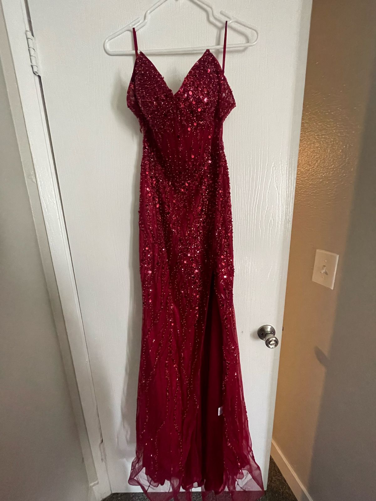 Lucy Franco Size 4 Prom Off The Shoulder Red Mermaid Dress on Queenly
