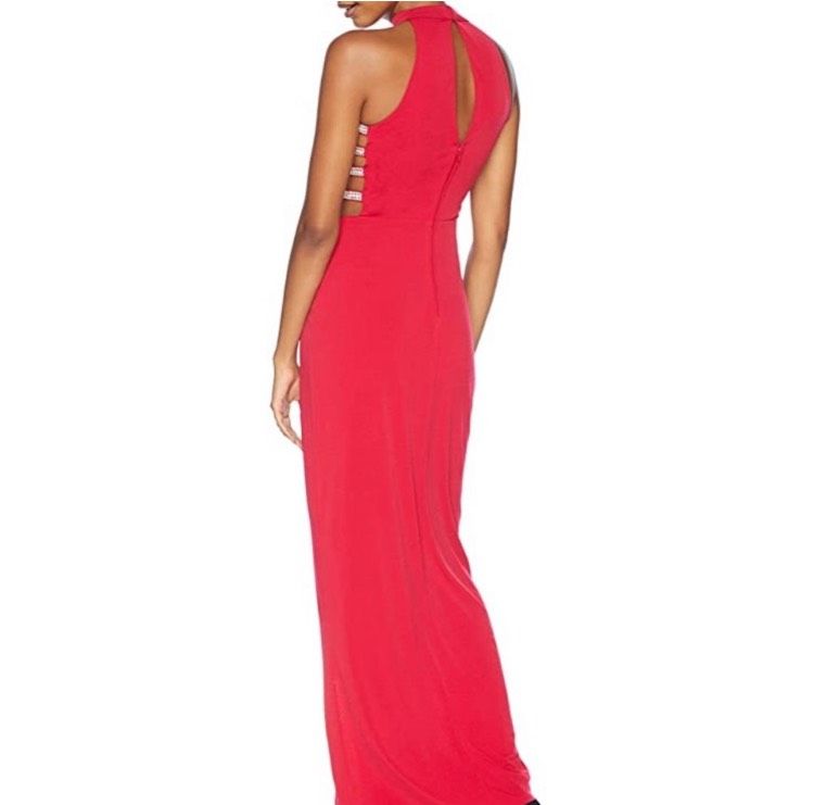 Speechless Size 4 High Neck Red Side Slit Dress on Queenly