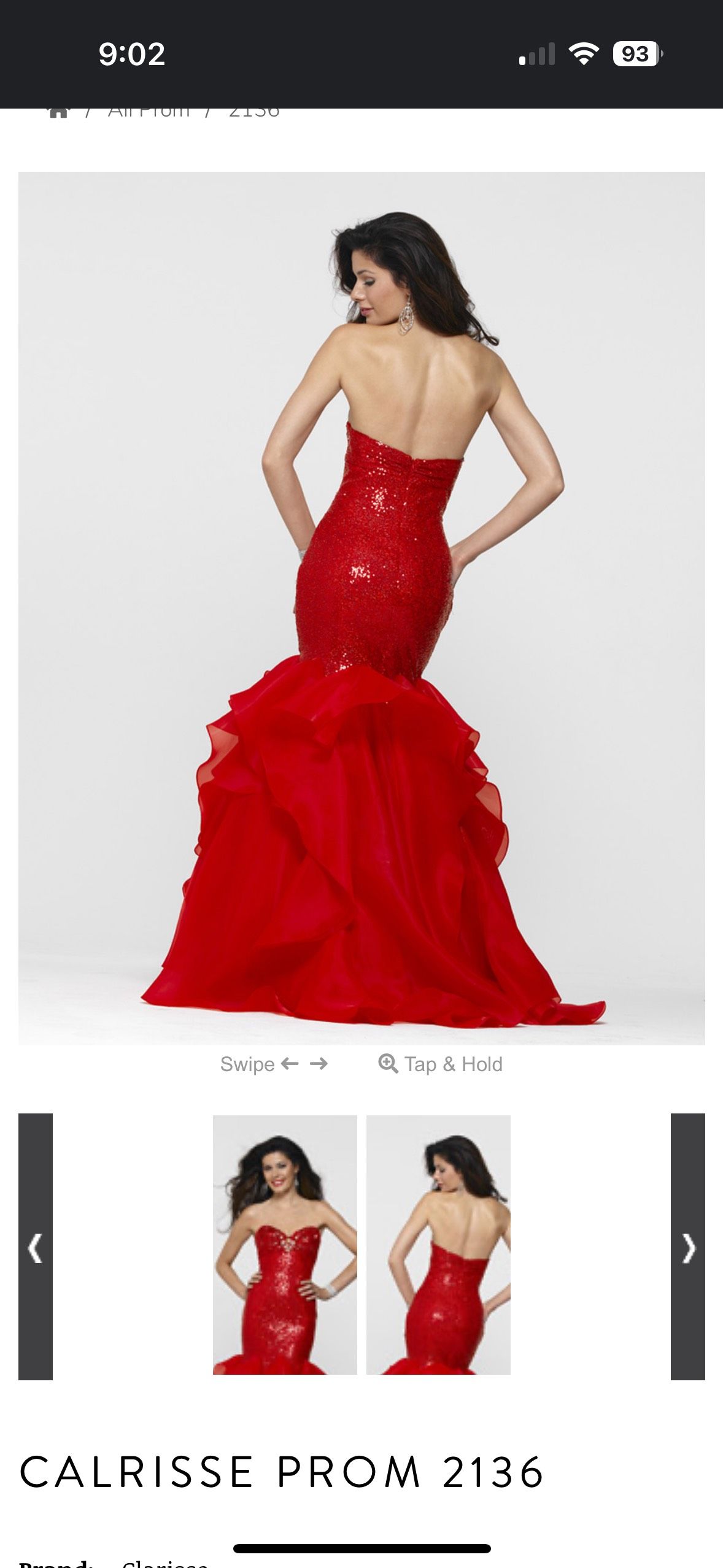 Style 2136 Clarisse Size 2 Prom Strapless Red Mermaid Dress on Queenly