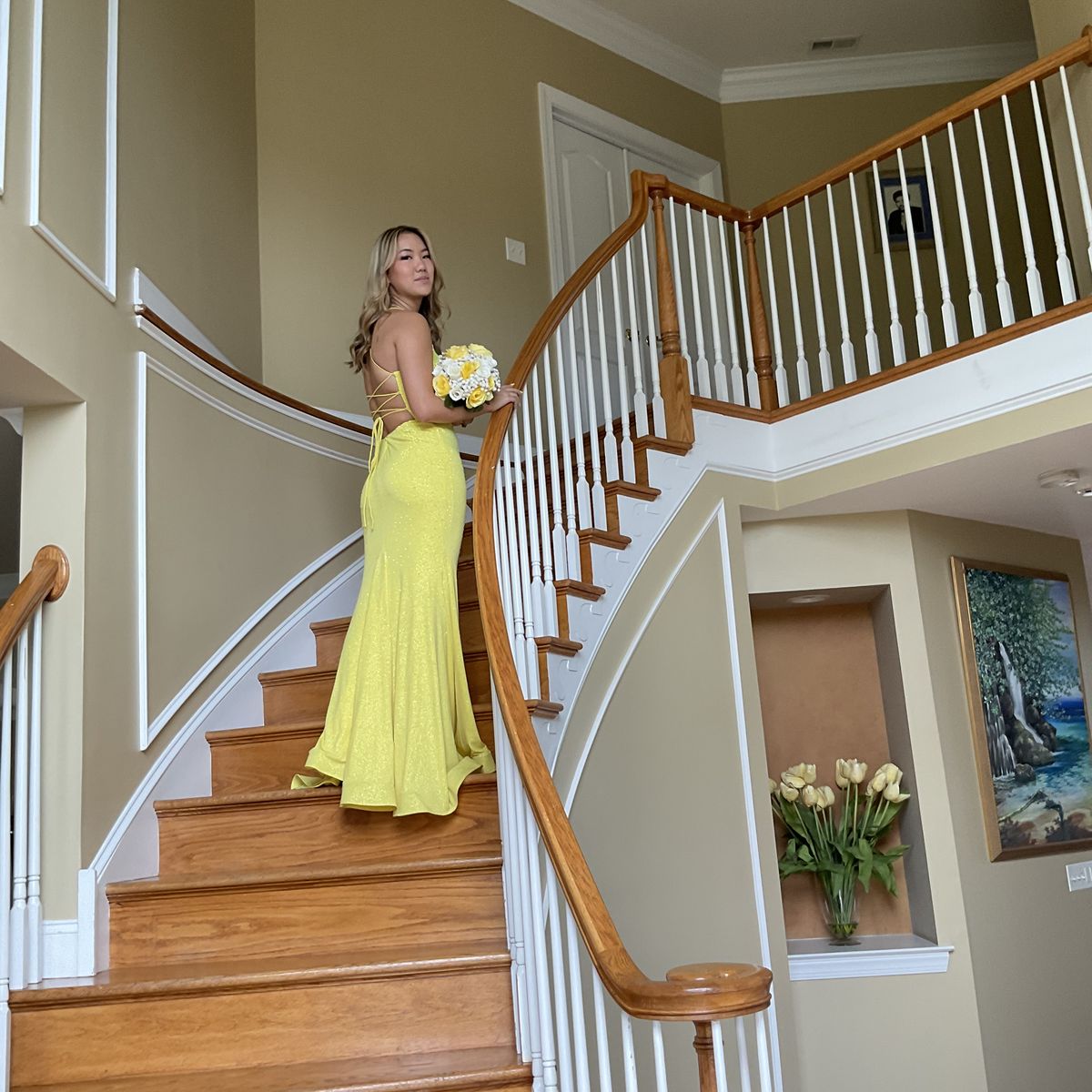 Amarra Size 6 Prom Yellow Mermaid Dress on Queenly