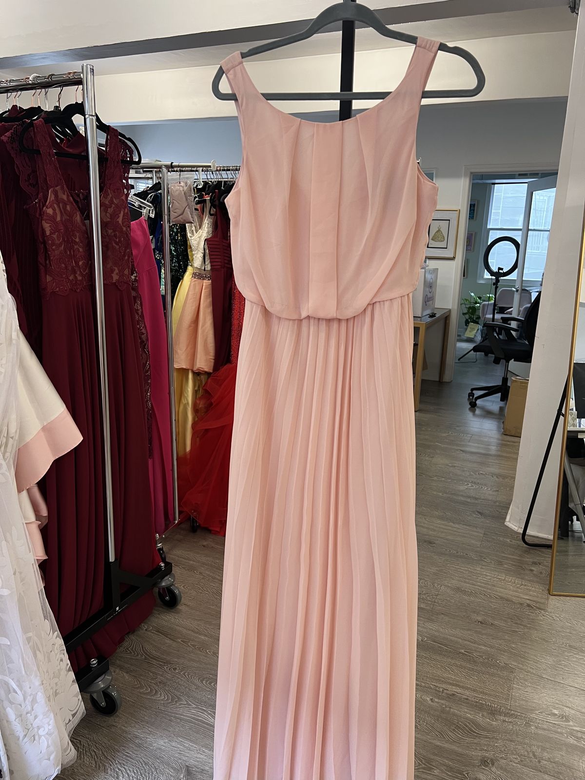 Style 3400 B. Darlin Size 8 High Neck Pink Floor Length Maxi on Queenly