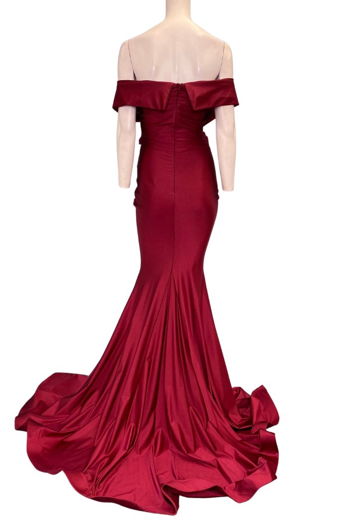 Style 723 Jessica Angel Size 4 Off The Shoulder Red Floor Length Maxi on Queenly