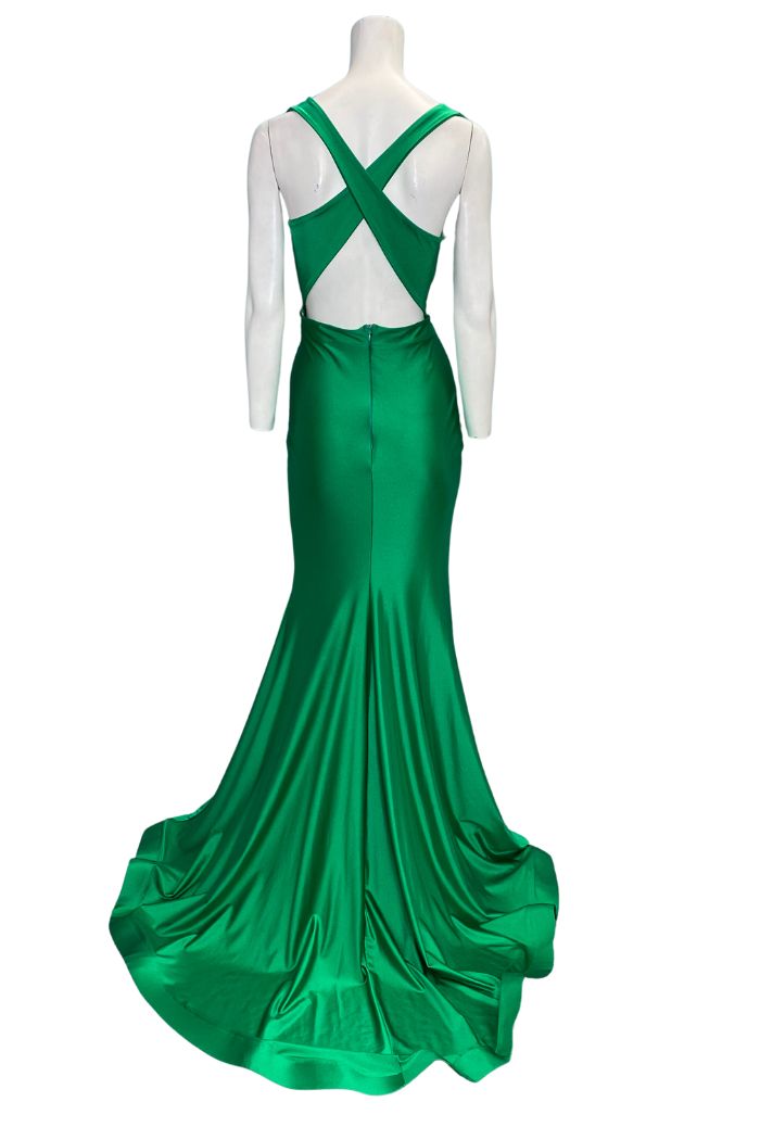 Style 719 Jessica Angel Size 4 Green Side Slit Dress on Queenly