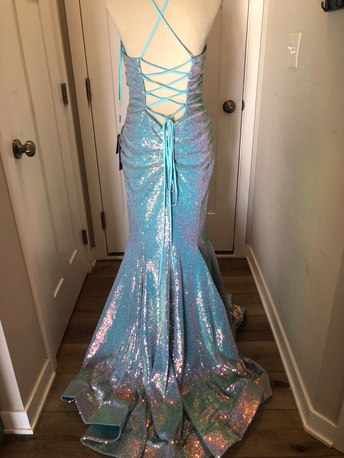 Cinderella Divine Size 8 Plunge Blue Mermaid Dress on Queenly