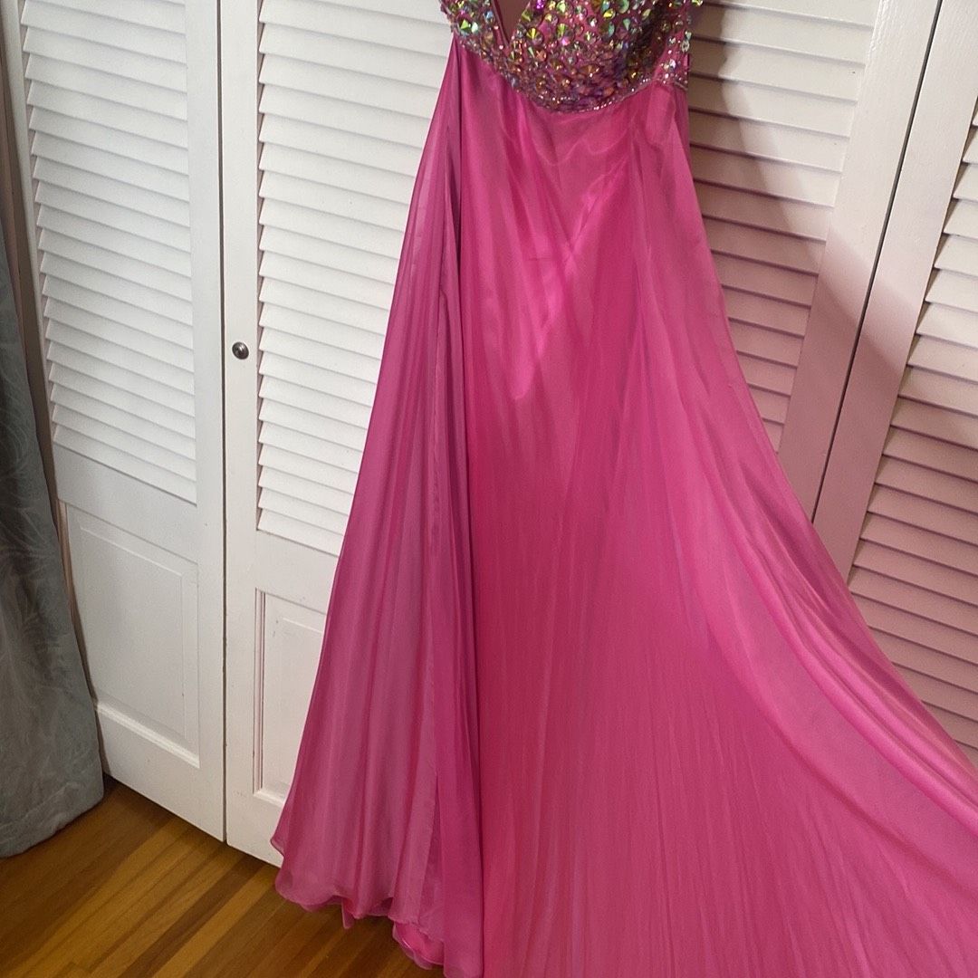 Joli Size 8 Prom Strapless Sequined Pink Floor Length Maxi on Queenly
