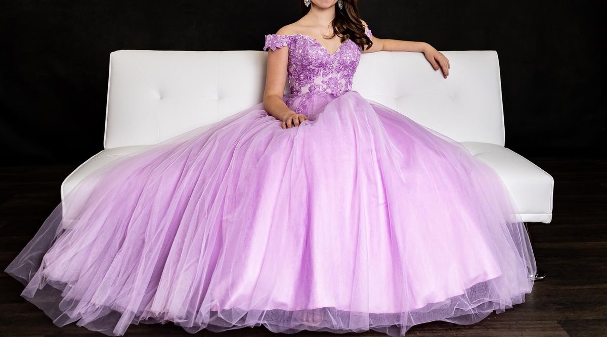 Size 4 Pageant Off The Shoulder Purple Ball Gown on Queenly