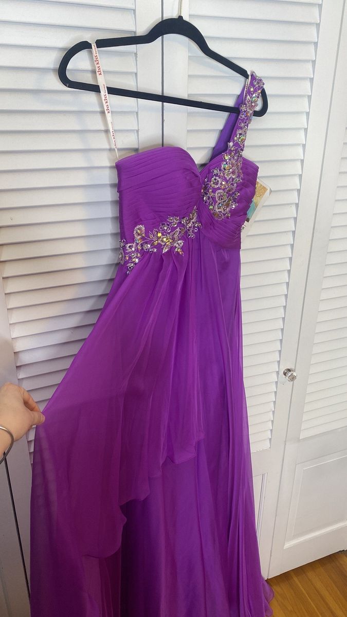 Style p3224 PL 4 Mary’s Bridal Size 4 Prom One Shoulder Purple Floor Length Maxi on Queenly