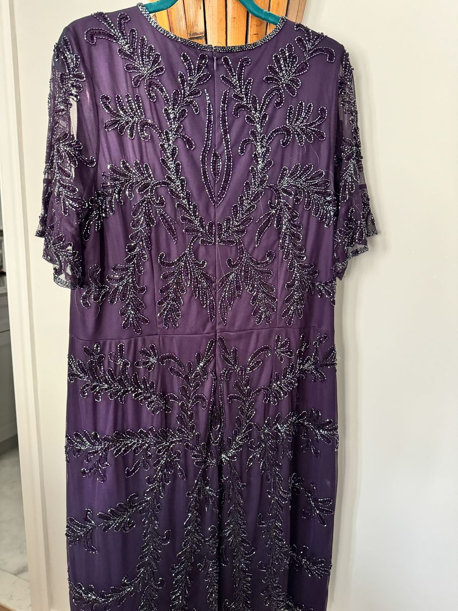 Adrianna Papell Plus Size 18 Prom Cap Sleeve Purple Floor Length Maxi on Queenly