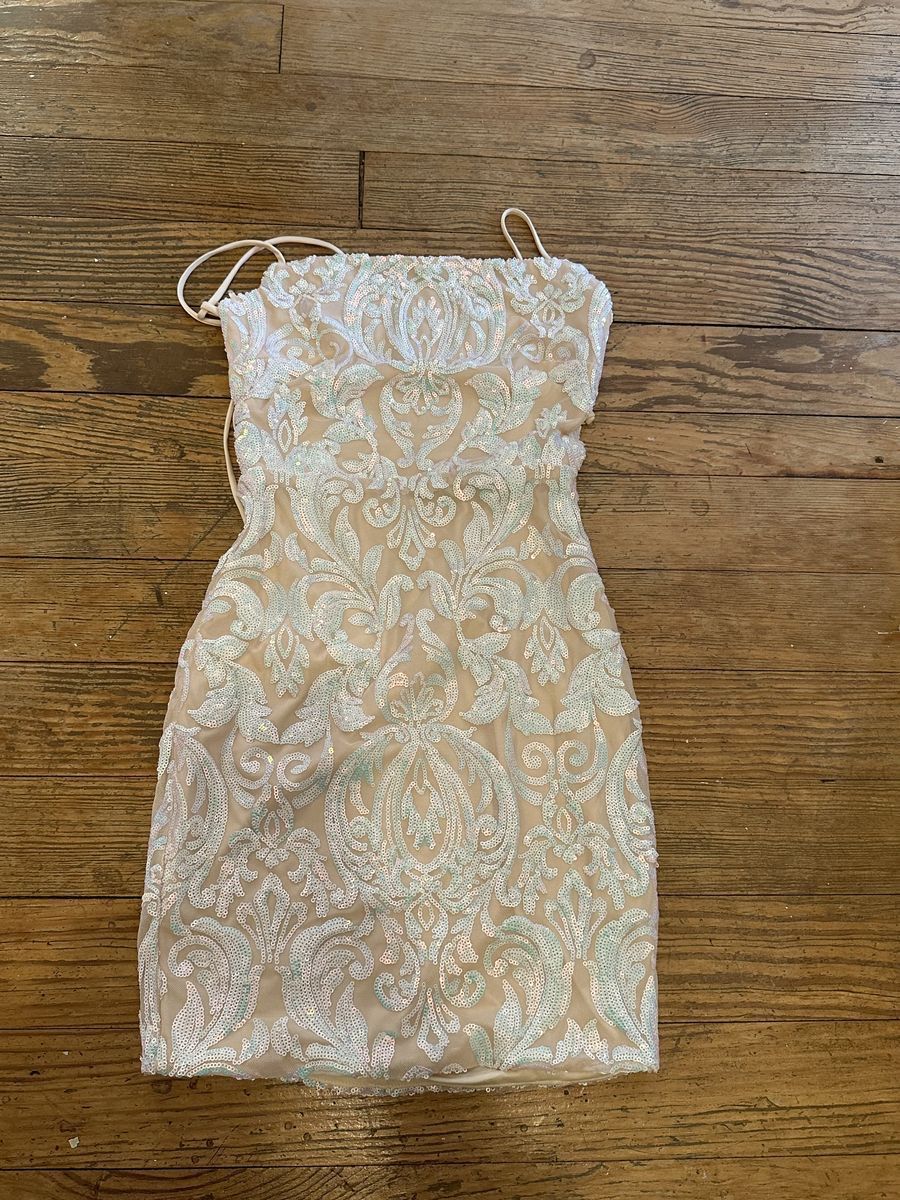 Style MIUD20L Windsor Size S Halter Nude A-line Dress on Queenly