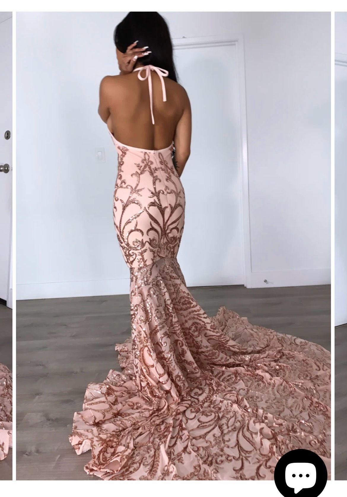 Size XS Prom Plunge Rose Gold Mermaid Dress on Queenly