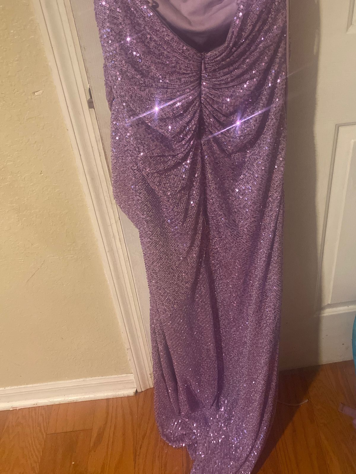 Amelia Couture Plus Size 16 Prom Plunge Purple Side Slit Dress on Queenly