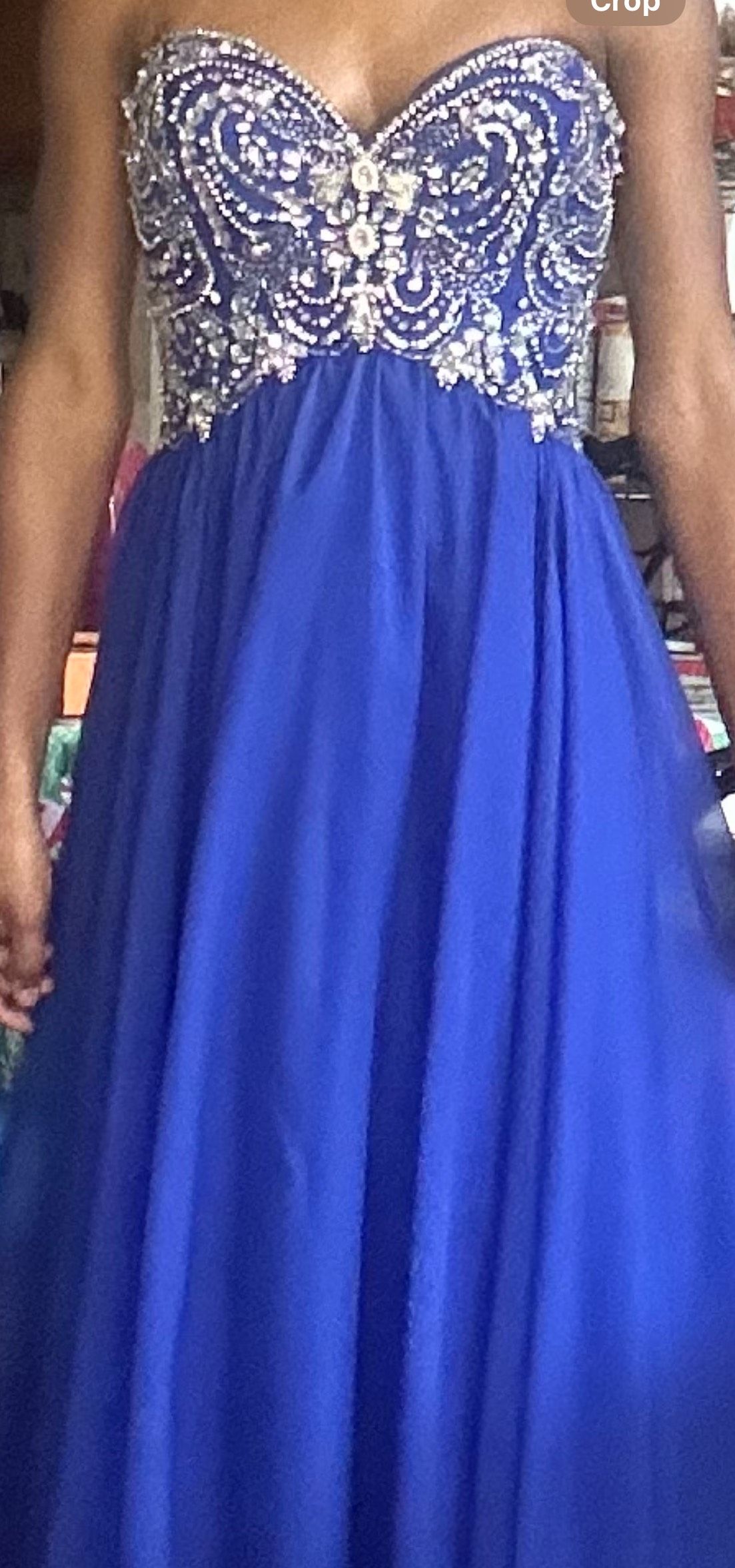 Size 2 Strapless Blue Dress With Train on Queenly