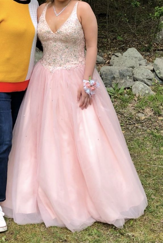 Style 56371 Size 14 Prom Pink Ball Gown on Queenly