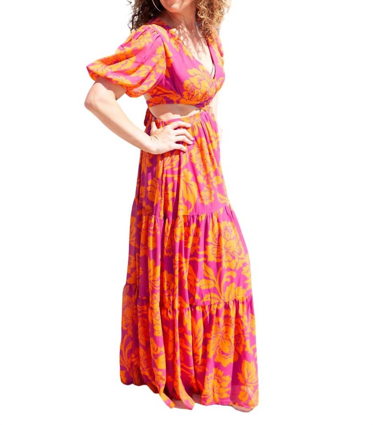Style 1-1142752934-2791 FLYING TOMATO Size L Hot Pink Floor Length Maxi on Queenly