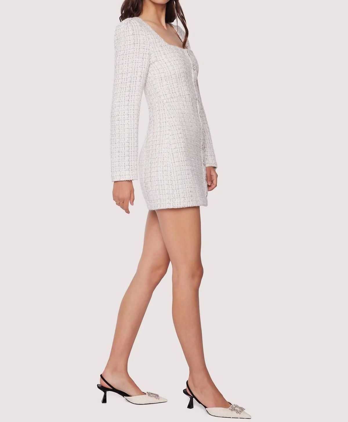 Style 1-1883076992-2901 LOST + WANDER Size M Long Sleeve White Cocktail Dress on Queenly