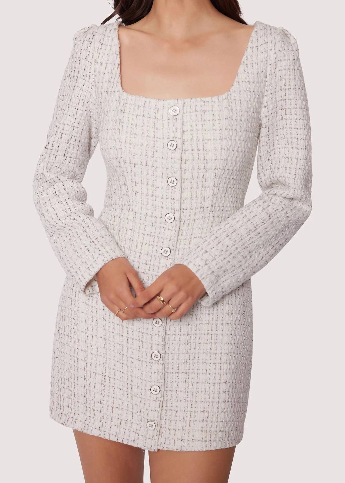 Style 1-1883076992-3236 LOST + WANDER Size S Long Sleeve White Cocktail Dress on Queenly