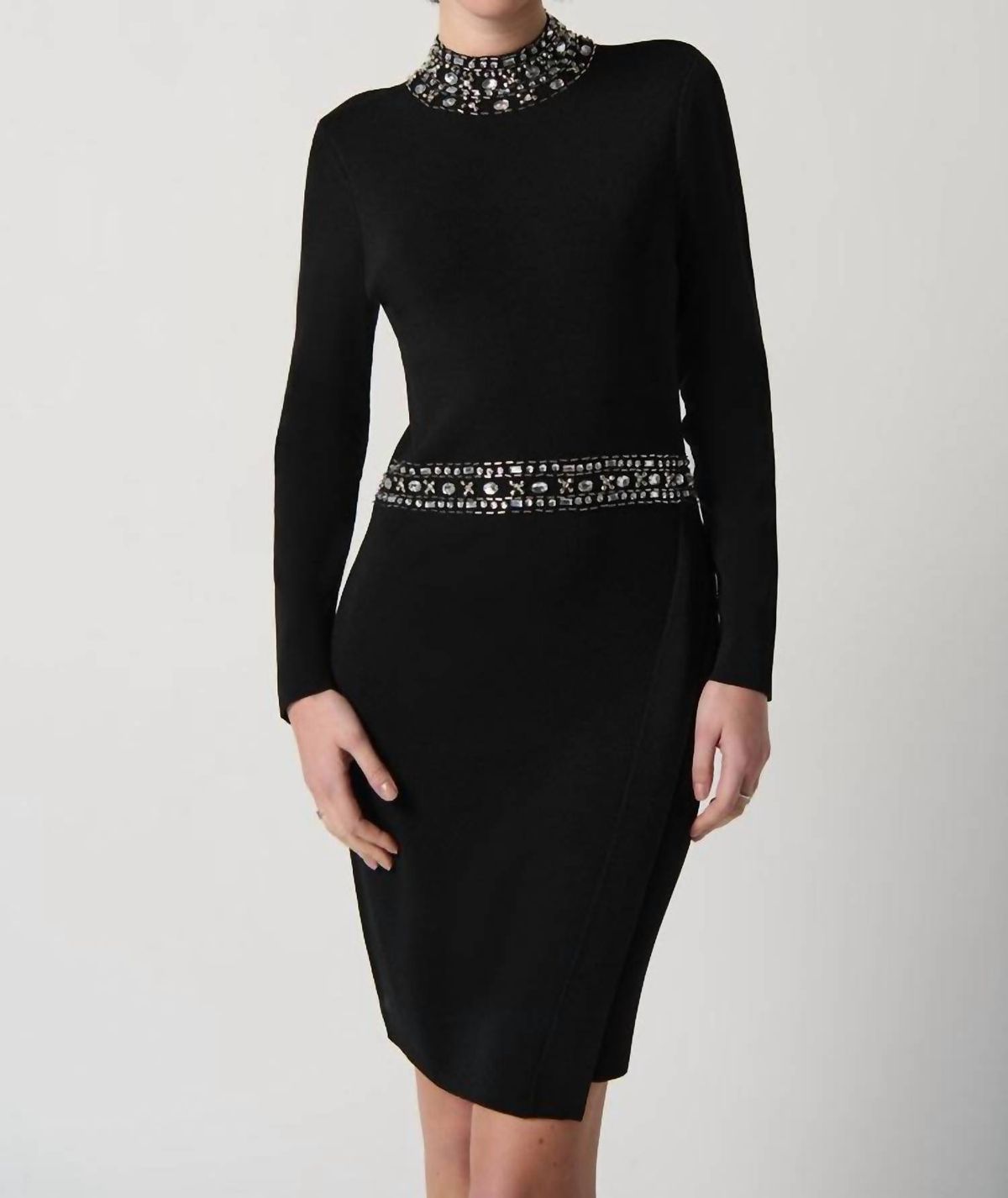 Style 1-1892036337-3236 Joseph Ribkoff Size S Long Sleeve Black Cocktail Dress on Queenly