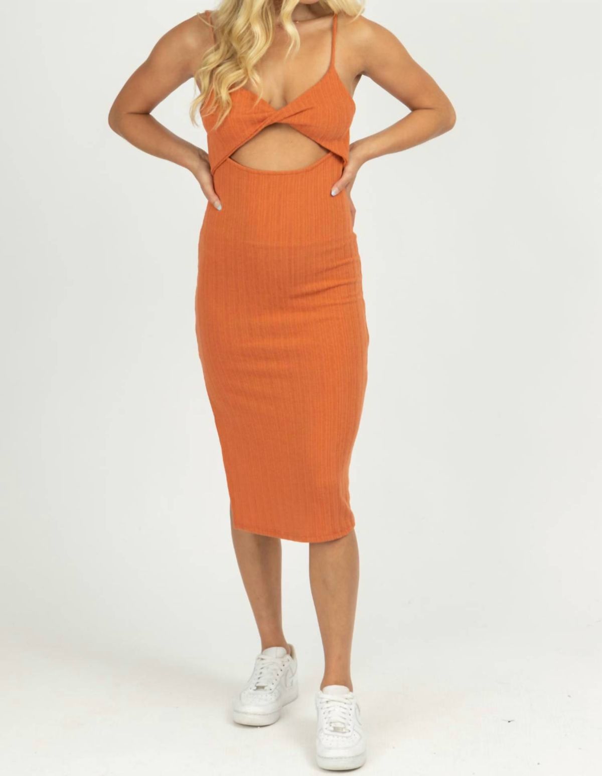 Style 1-2027963443-2696 ENDLESS BLU. Size L Orange Cocktail Dress on Queenly