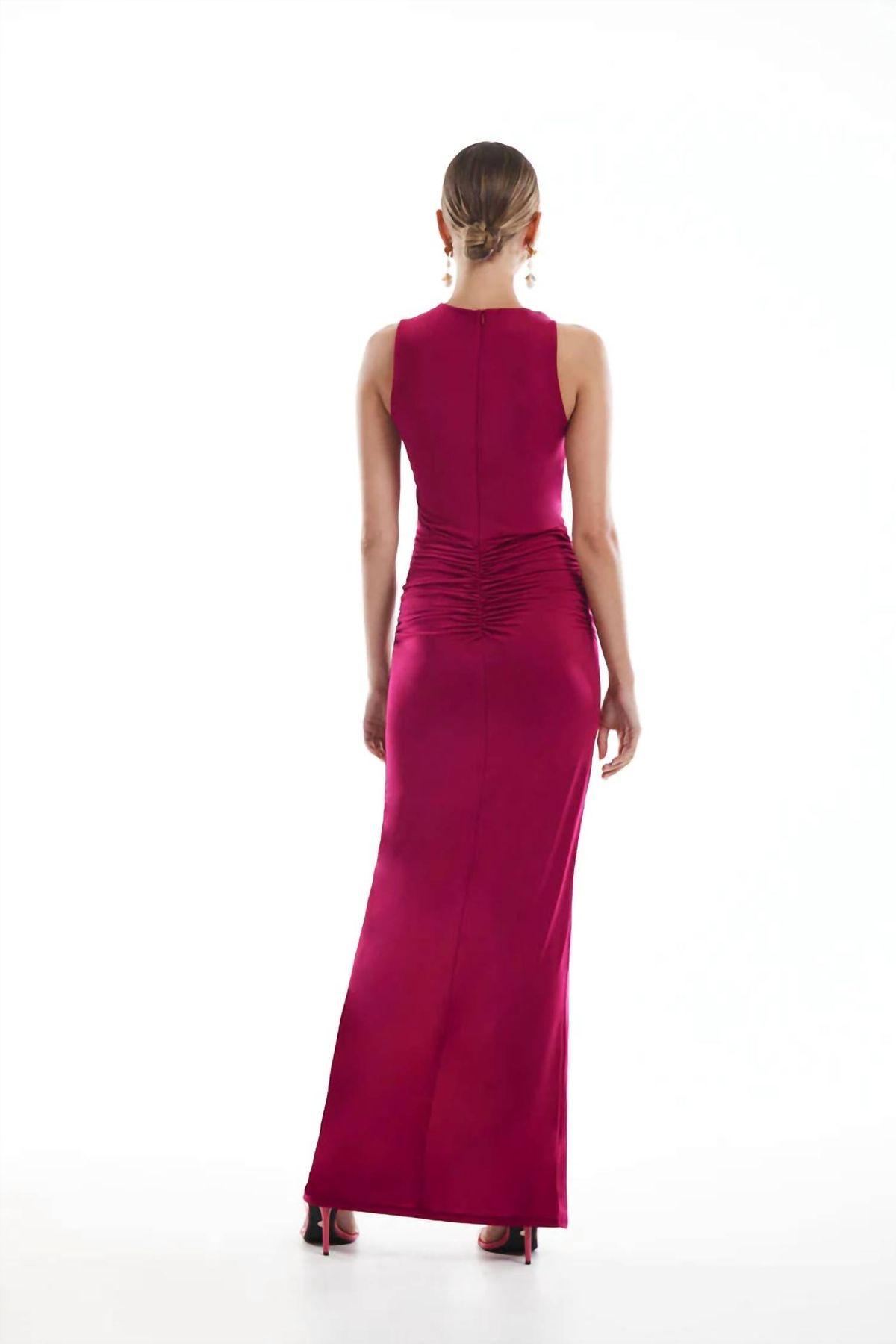 Style 1-2117855352-3236 krisa Size S Satin Pink Side Slit Dress on Queenly