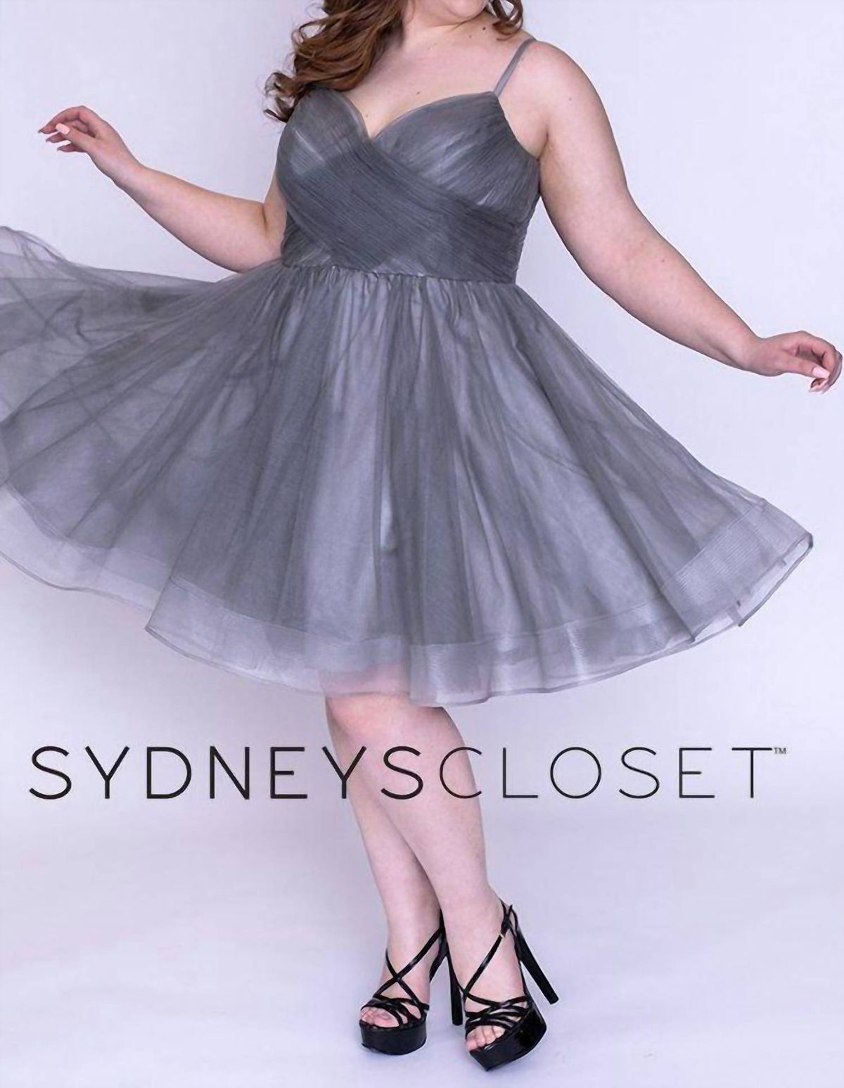 Style 1-2223885288-520 Sydney's Closet Plus Size 18 Gray Cocktail Dress on Queenly