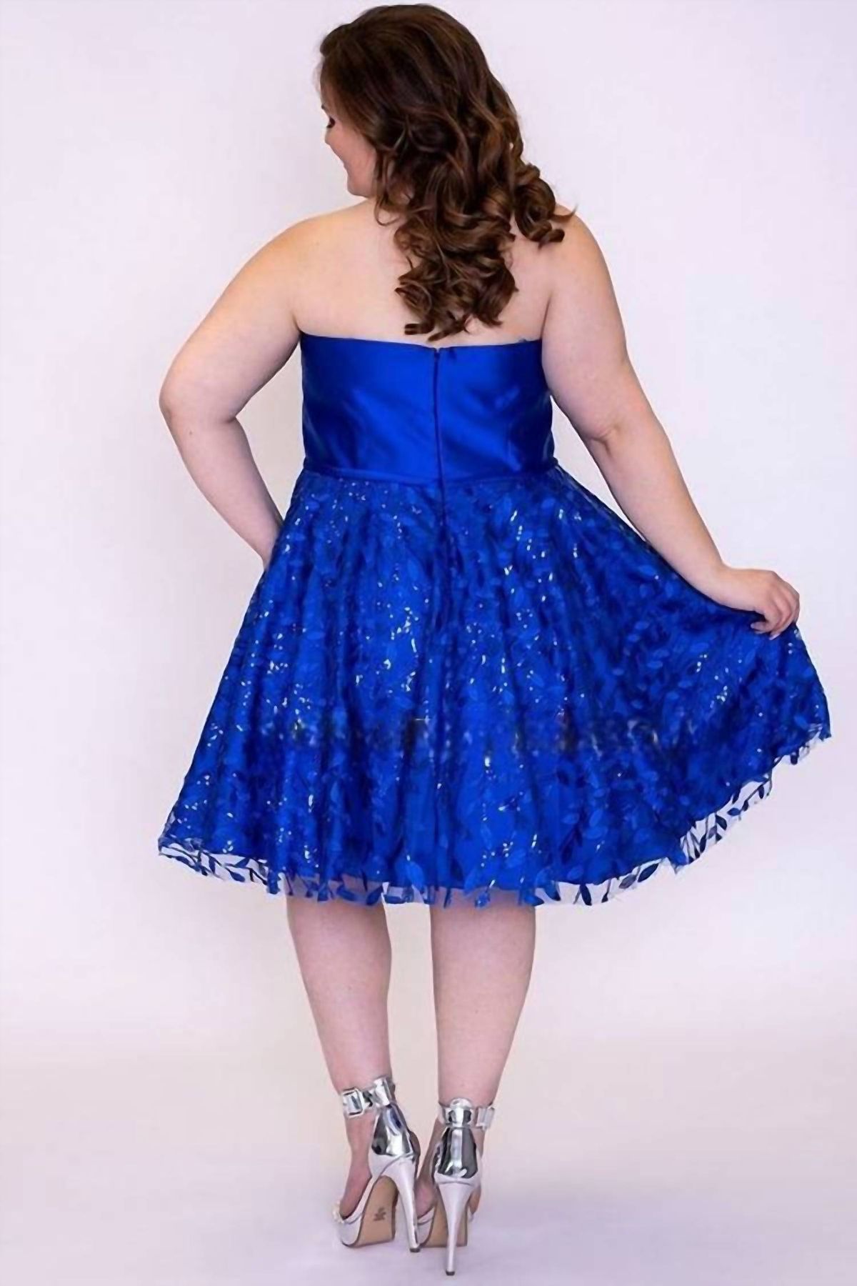 Style 1-2777608546-718 Sydney's Closet Plus Size 24 Strapless Satin Royal Blue Cocktail Dress on Queenly