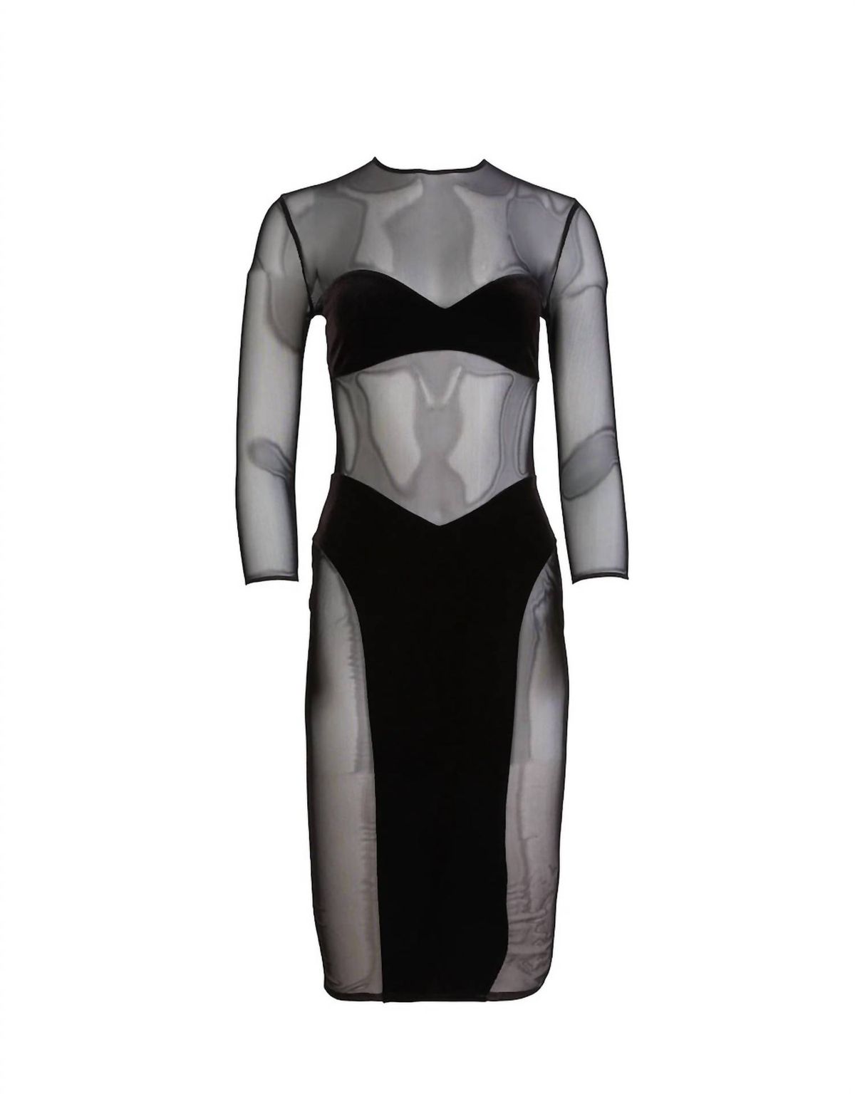Style 1-2849233741-2901 Fleur Du Mal Size M Long Sleeve Velvet Black Cocktail Dress on Queenly