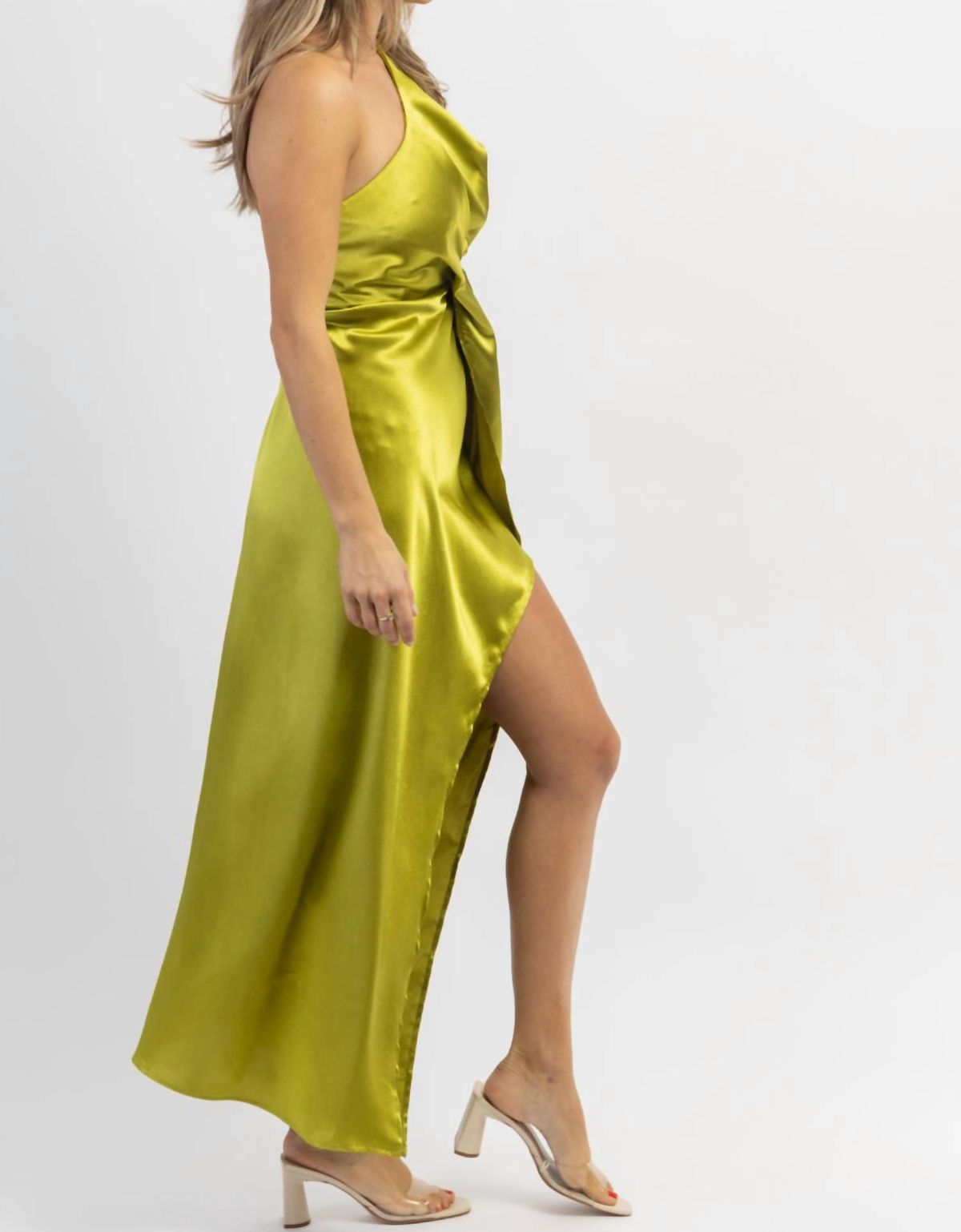 Style 1-3008023288-2696 LENA Size L One Shoulder Green Cocktail Dress on Queenly