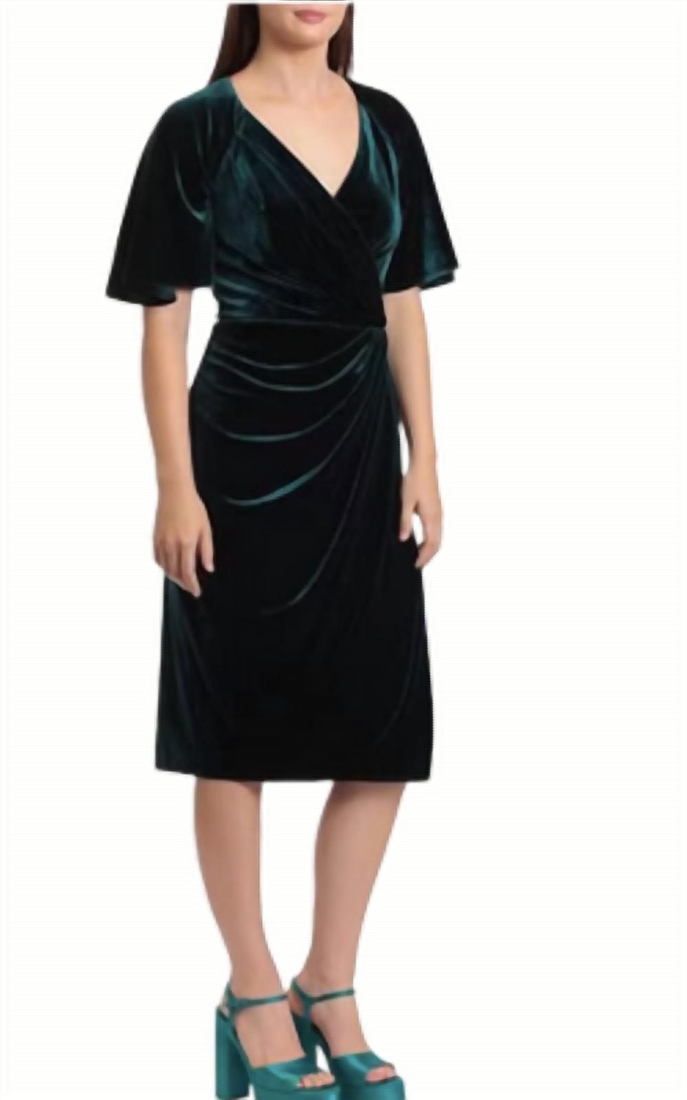 Style 1-3188943735-98 Maggy London Size 10 Velvet Green Cocktail Dress on Queenly