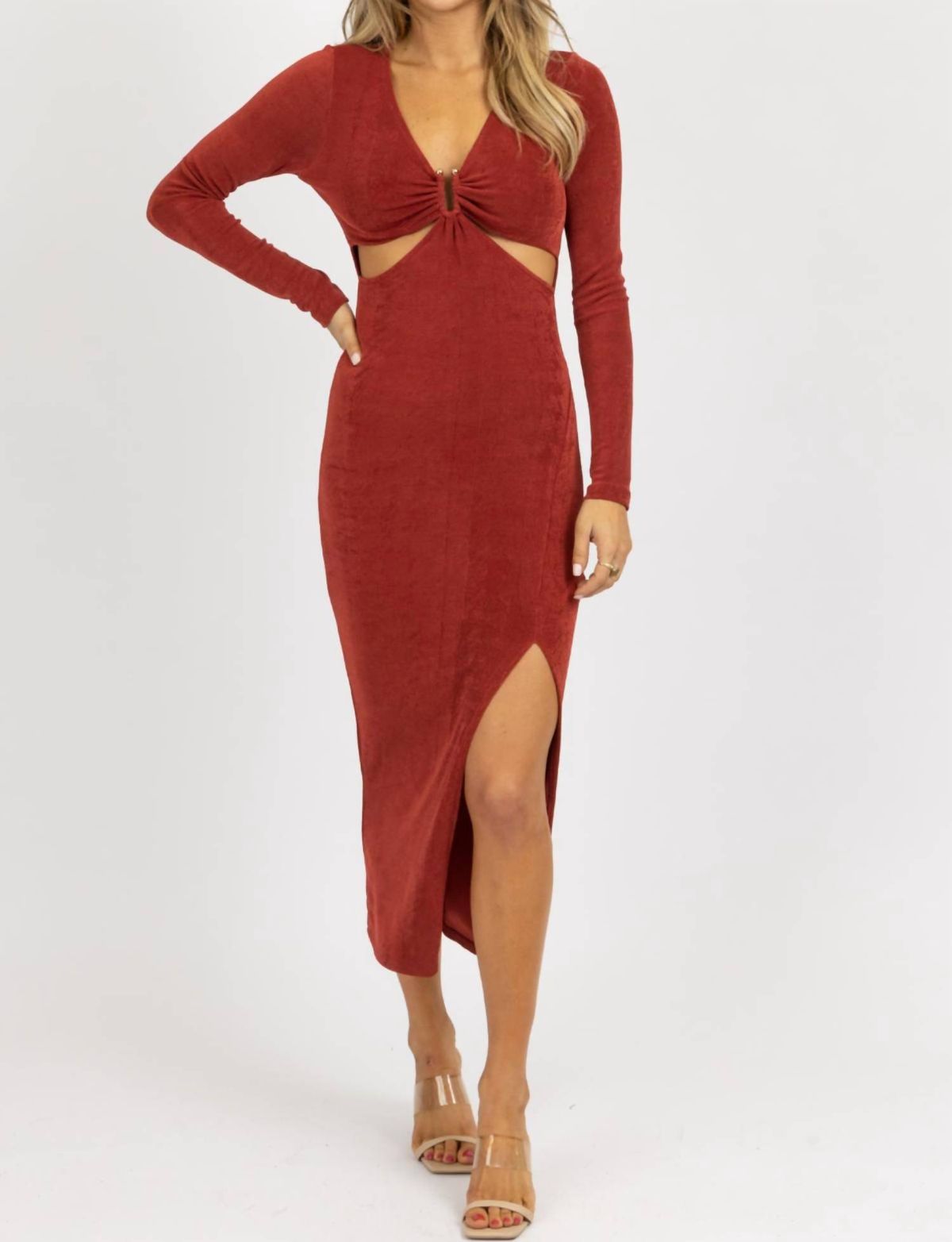 Style 1-3236735868-2696 Fore Size L Long Sleeve Burgundy Red Cocktail Dress on Queenly