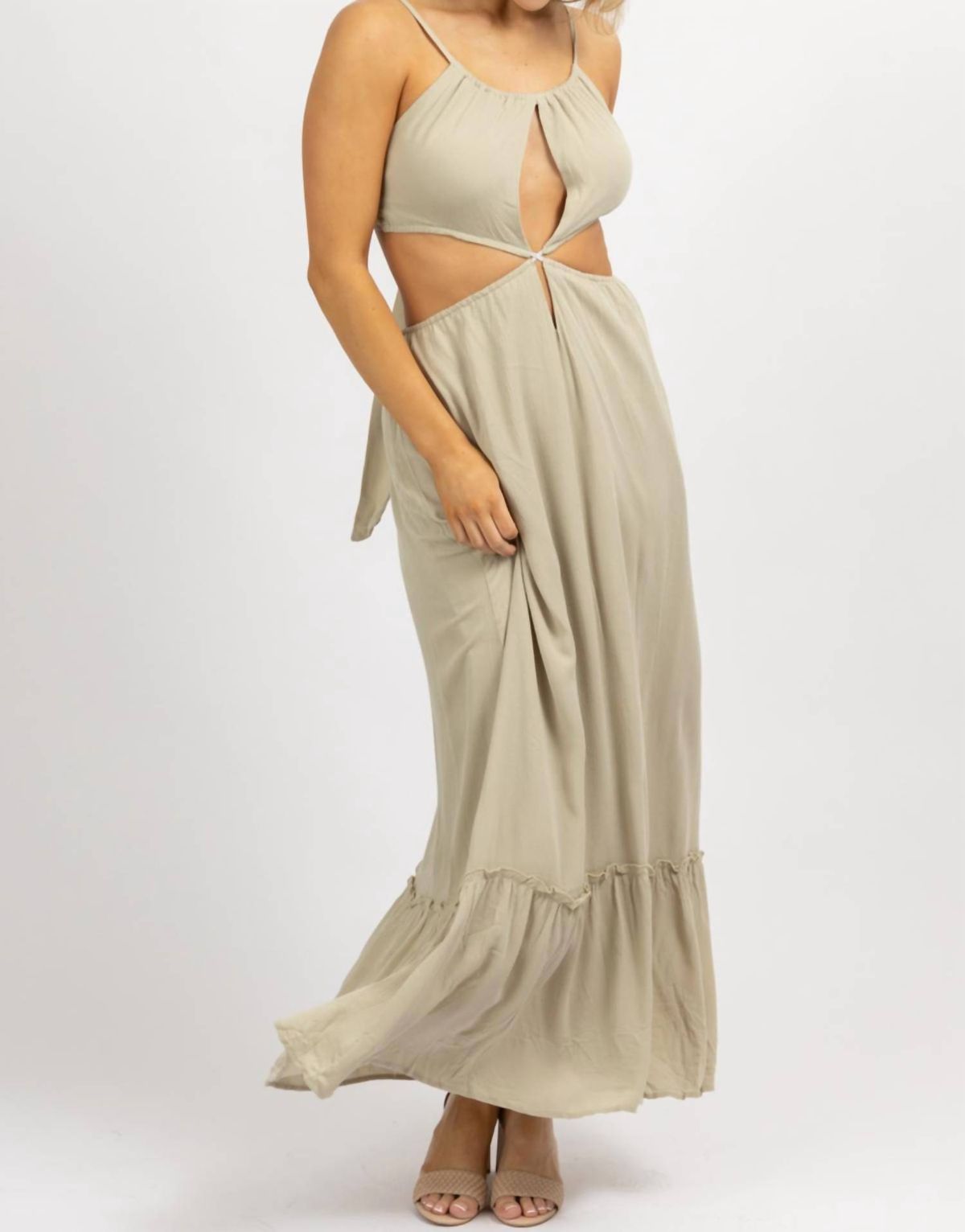 Style 1-3386927687-2696 ENDLESS BLU. Size L Gray Floor Length Maxi on Queenly