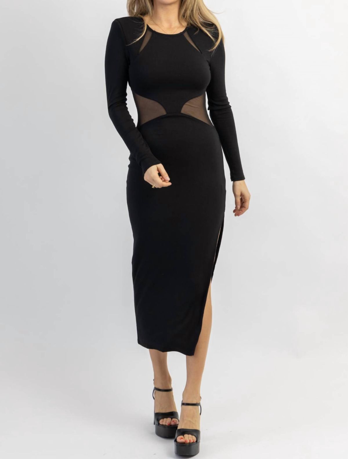 Style 1-3510543416-2696 Fore Size L Long Sleeve Sheer Black Cocktail Dress on Queenly