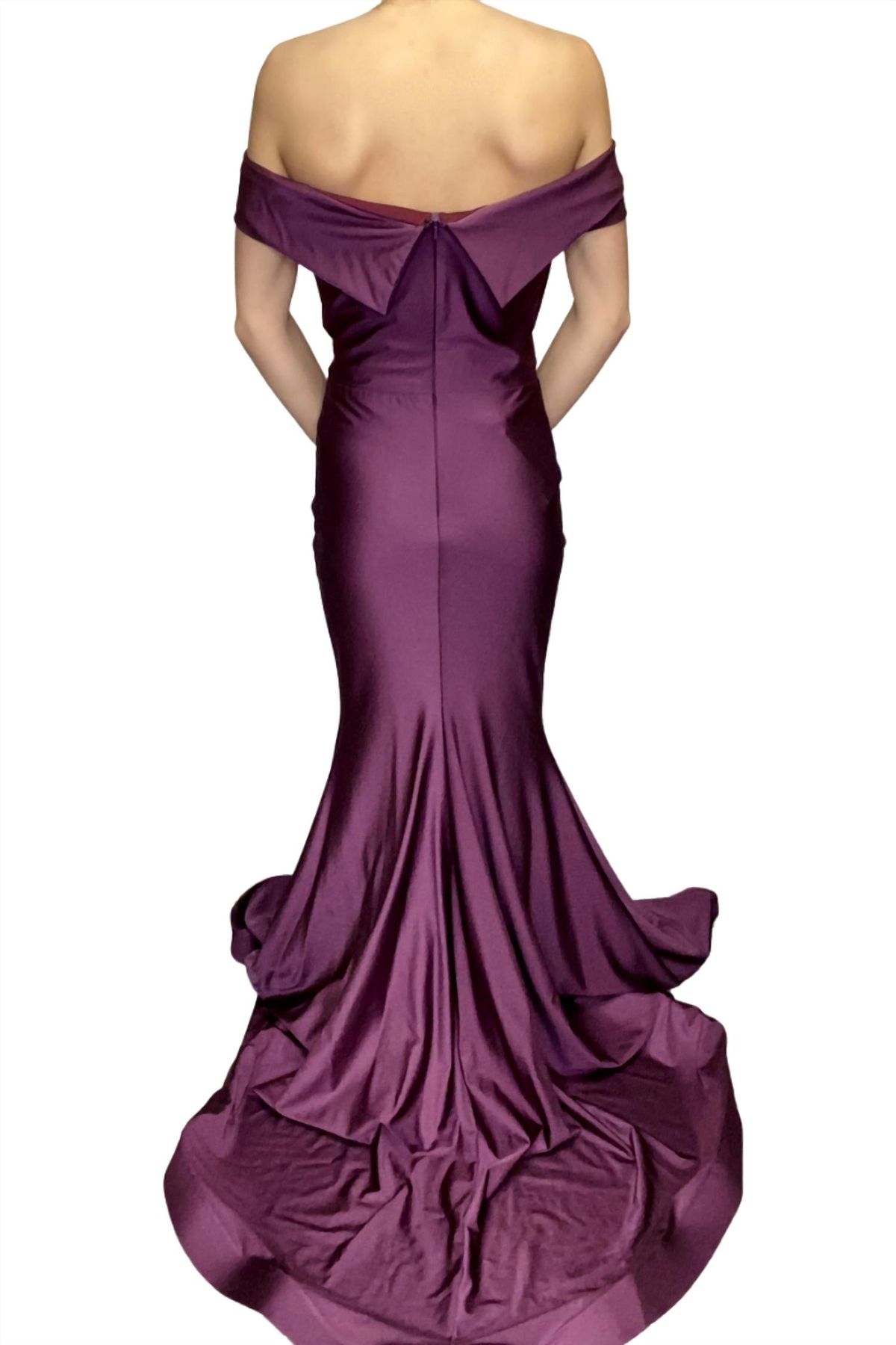 Style 1-3529952487-3236 JESSICA ANGEL Size S Bridesmaid Off The Shoulder Purple Mermaid Dress on Queenly