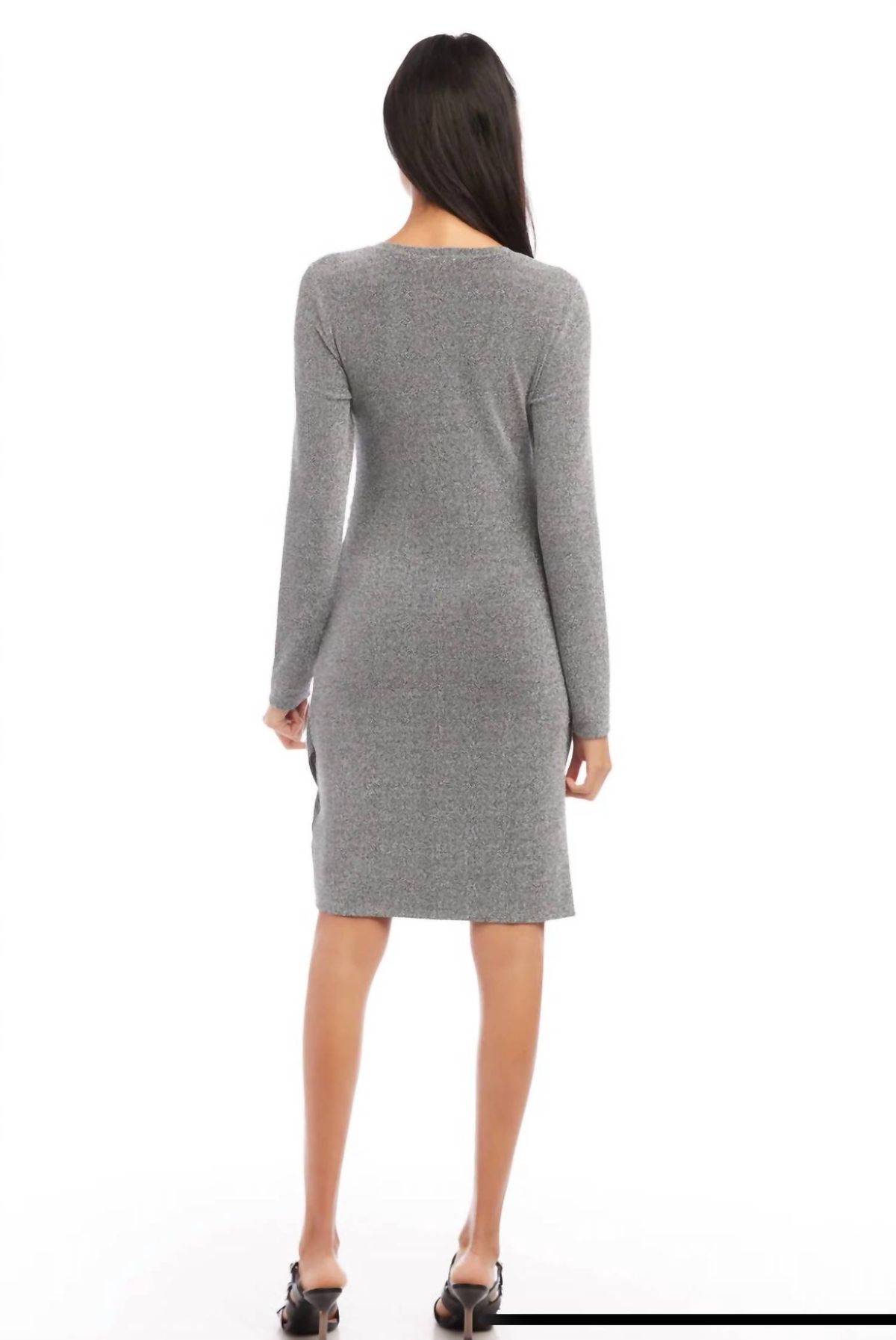 Style 1-3593821540-3236 Fifteen Twenty Size S Long Sleeve Gray Cocktail Dress on Queenly